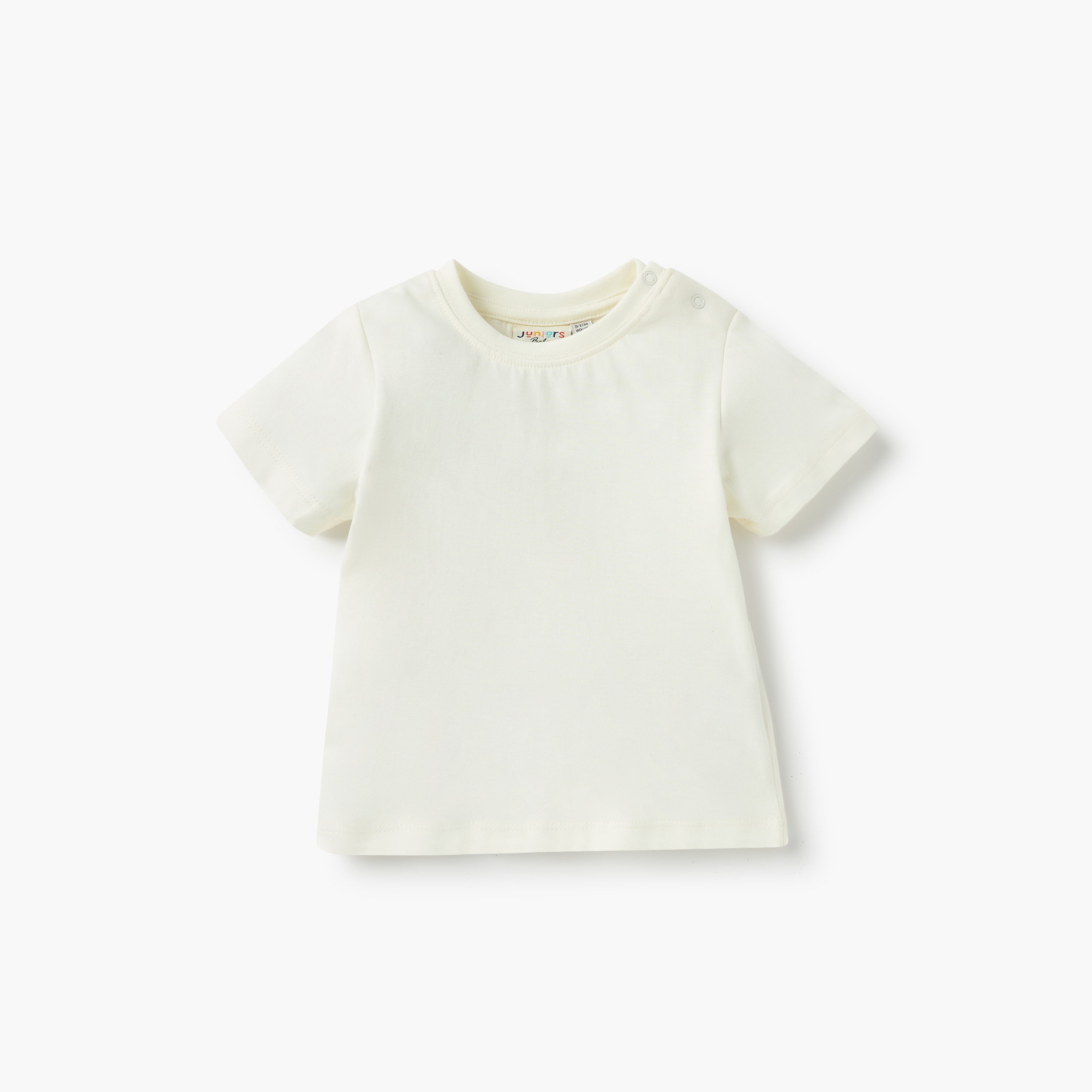 Juniors Solid T-shirt and Printed Dungaree Set-baby-boys-clothing-setsandcoords-image-2
