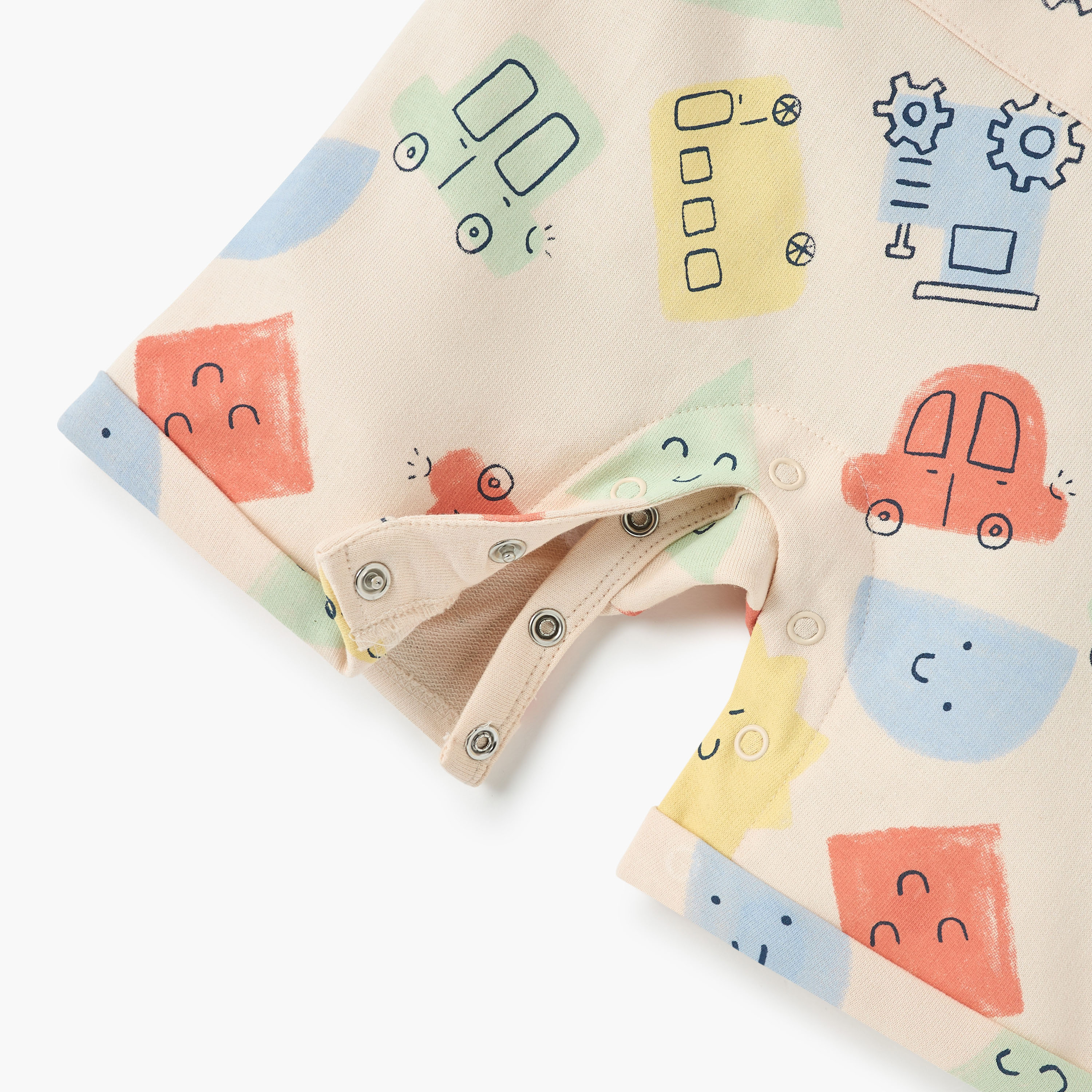 Juniors Solid T-shirt and Printed Dungaree Set-baby-boys-clothing-setsandcoords-image-4