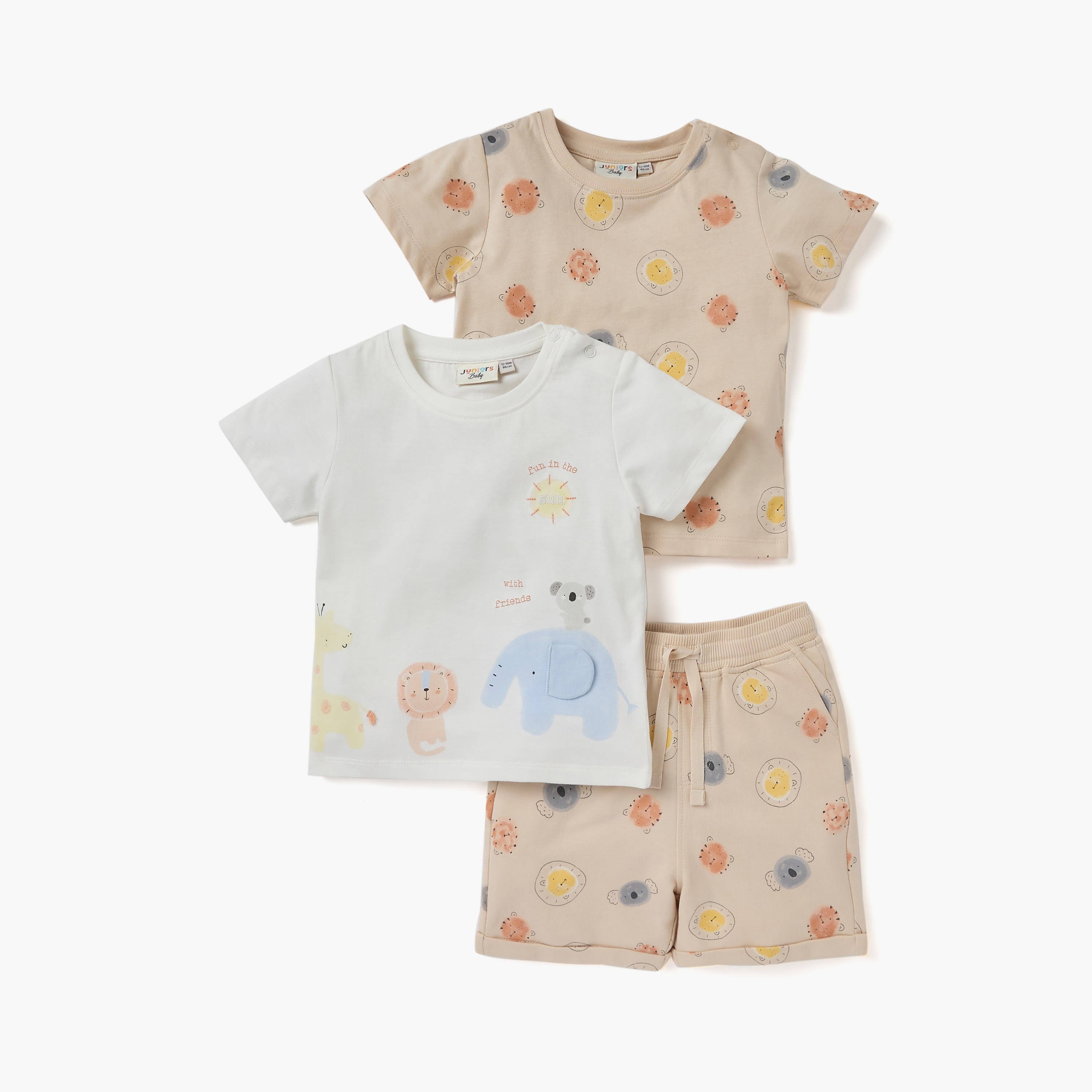 Juniors 3-Piece Animal Print T-shirt and Shorts Set-baby-boys-clothing-setsandcoords-image-1