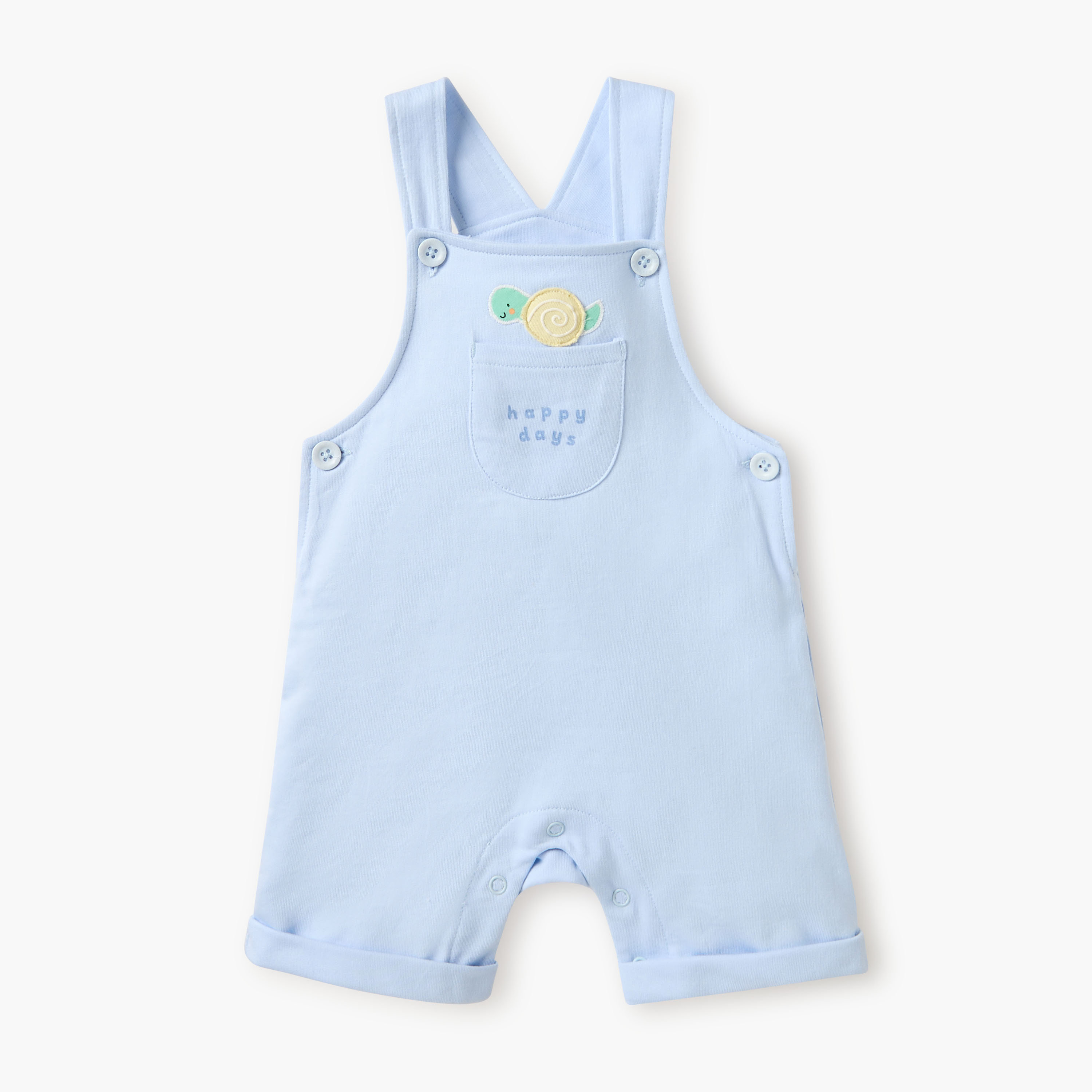 Juniors Solid T-shirt and Applique Detail Dungaree Set-baby-boys-clothing-setsandcoords-image-3