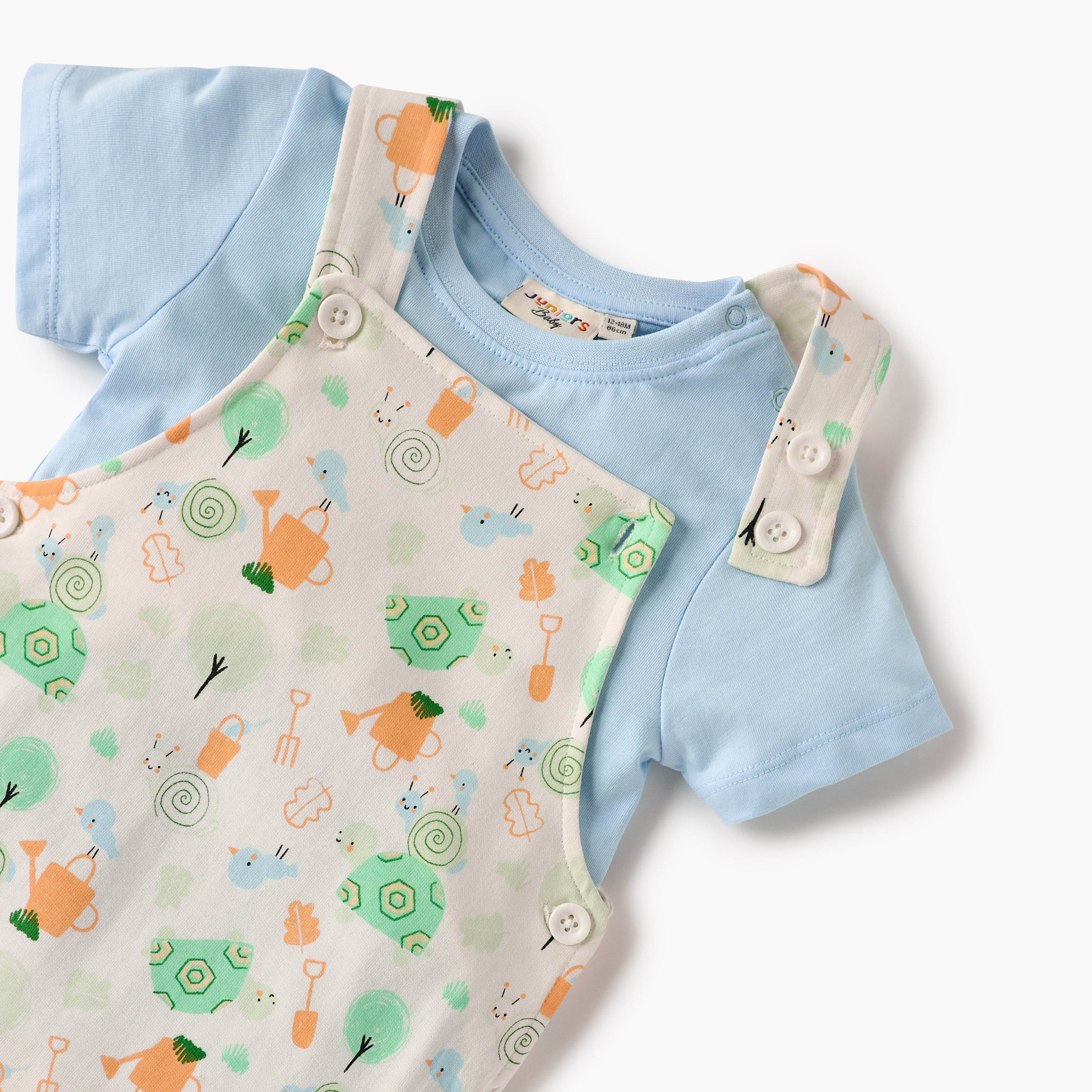 Juniors Printed Dungaree and T-shirt Set-baby-boys-clothing-setsandcoords-image-4
