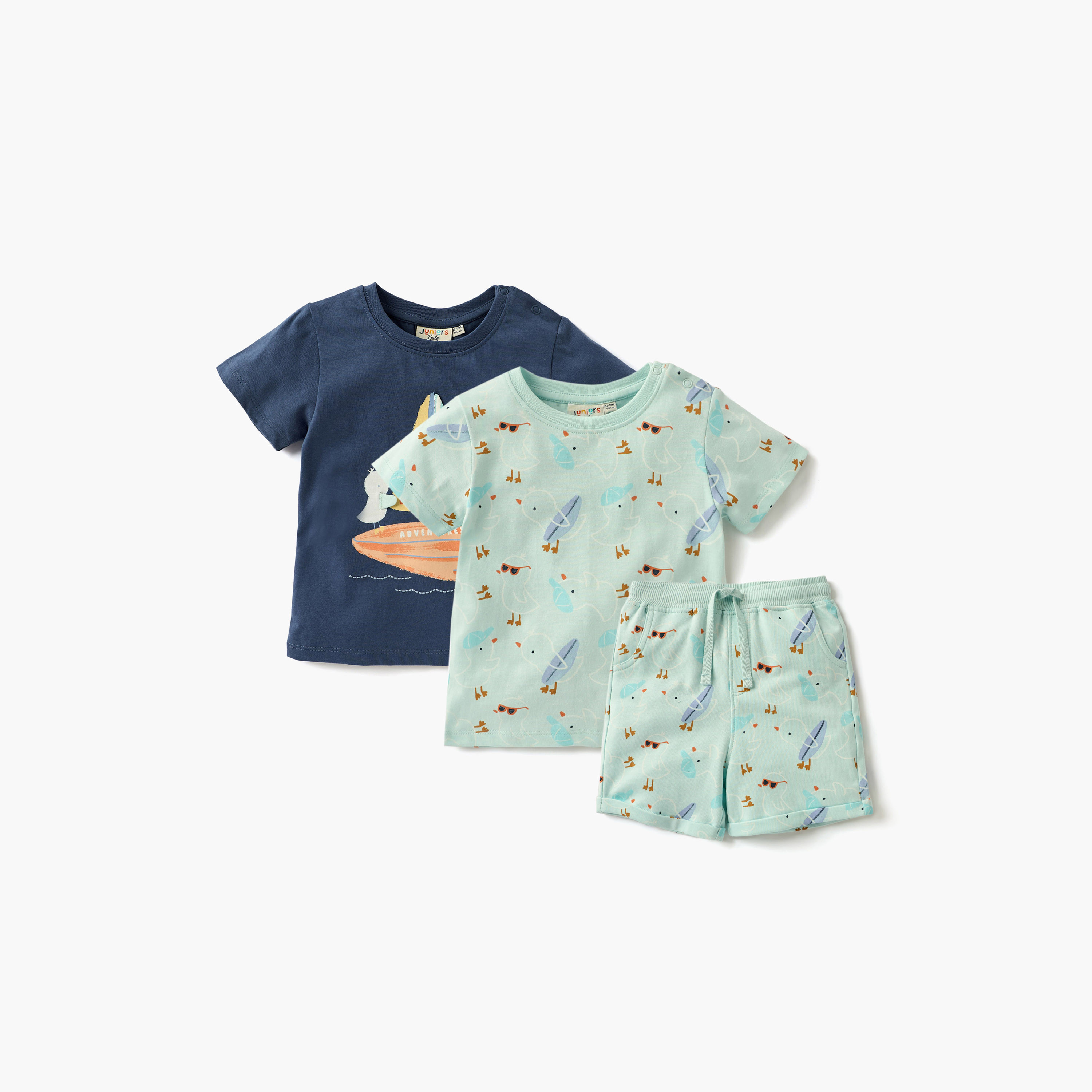 Juniors Printed 3-Piece T-shirt and Shorts Set-baby-boys-clothing-setsandcoords-image-1