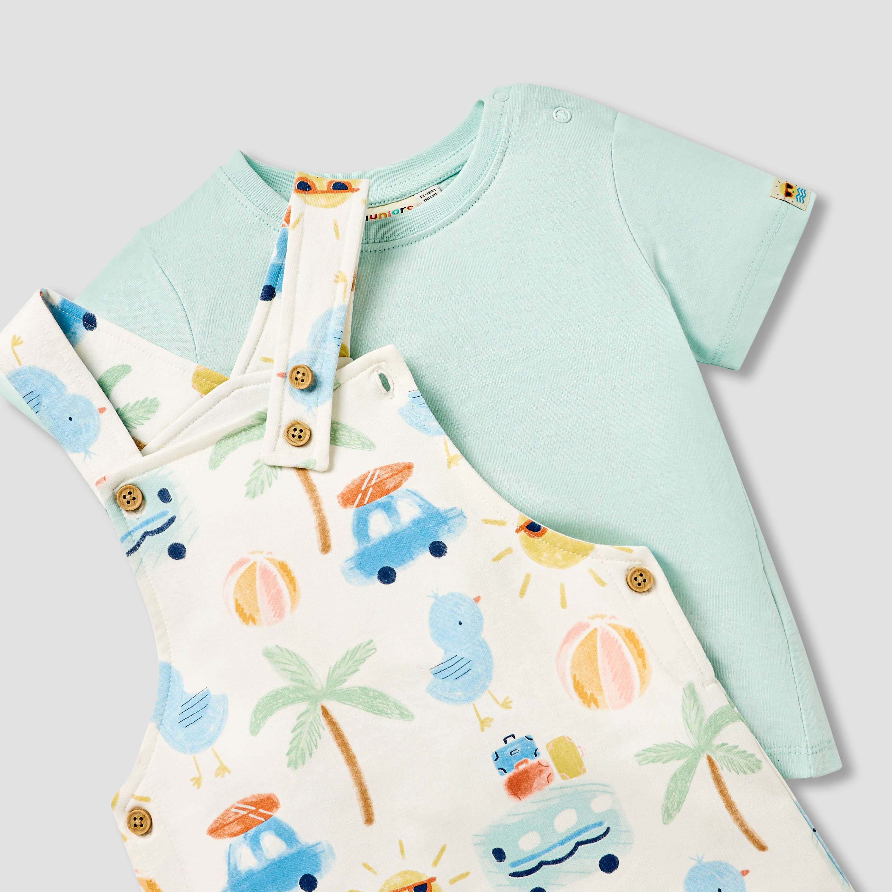 Juniors Printed Dungaree and T-shirt Set-baby-boys-clothing-setsandcoords-image-4
