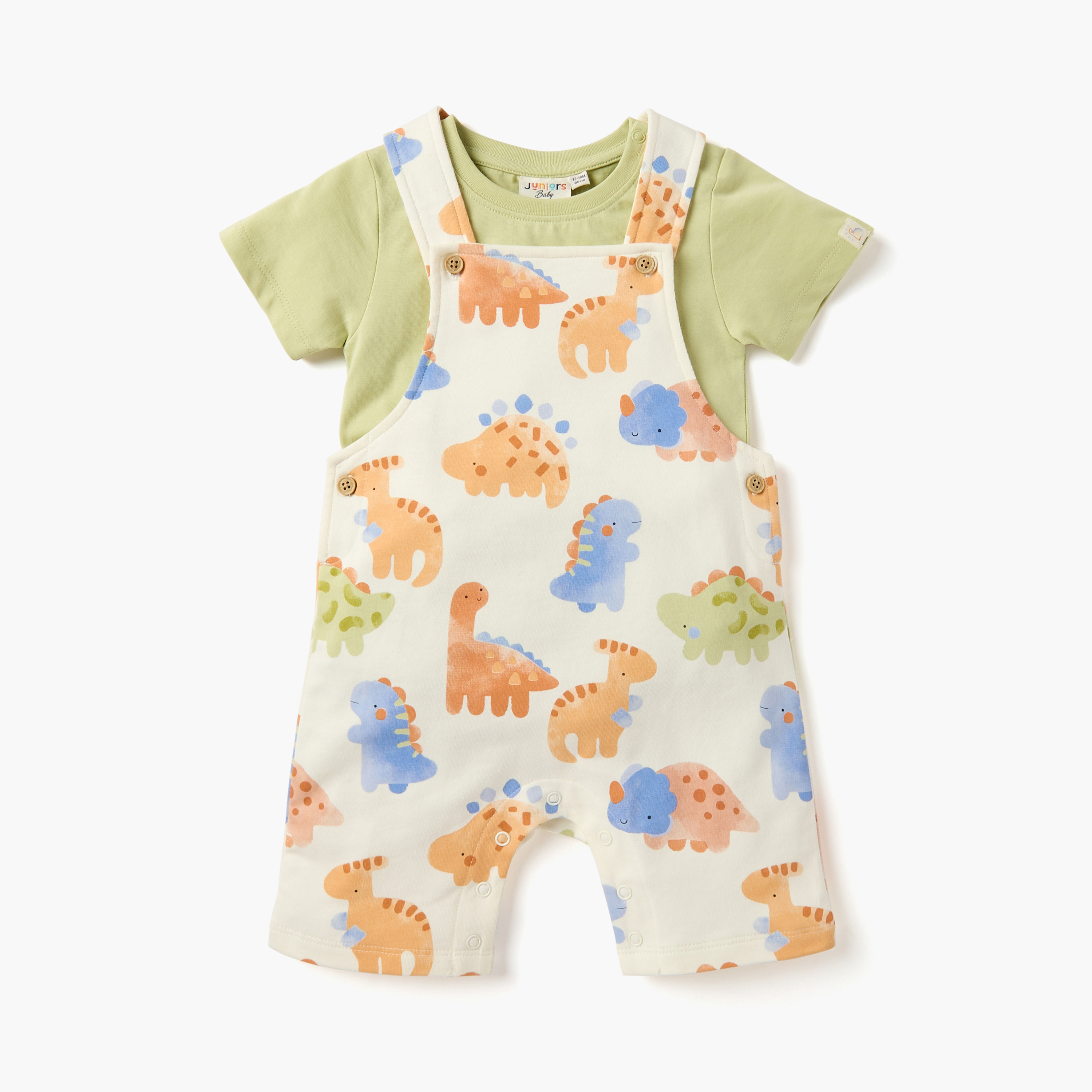 طقم دنغري بطبعات وتيشيرت سادة من جونيورز-baby-boys-clothing-setsandcoords-image-1
