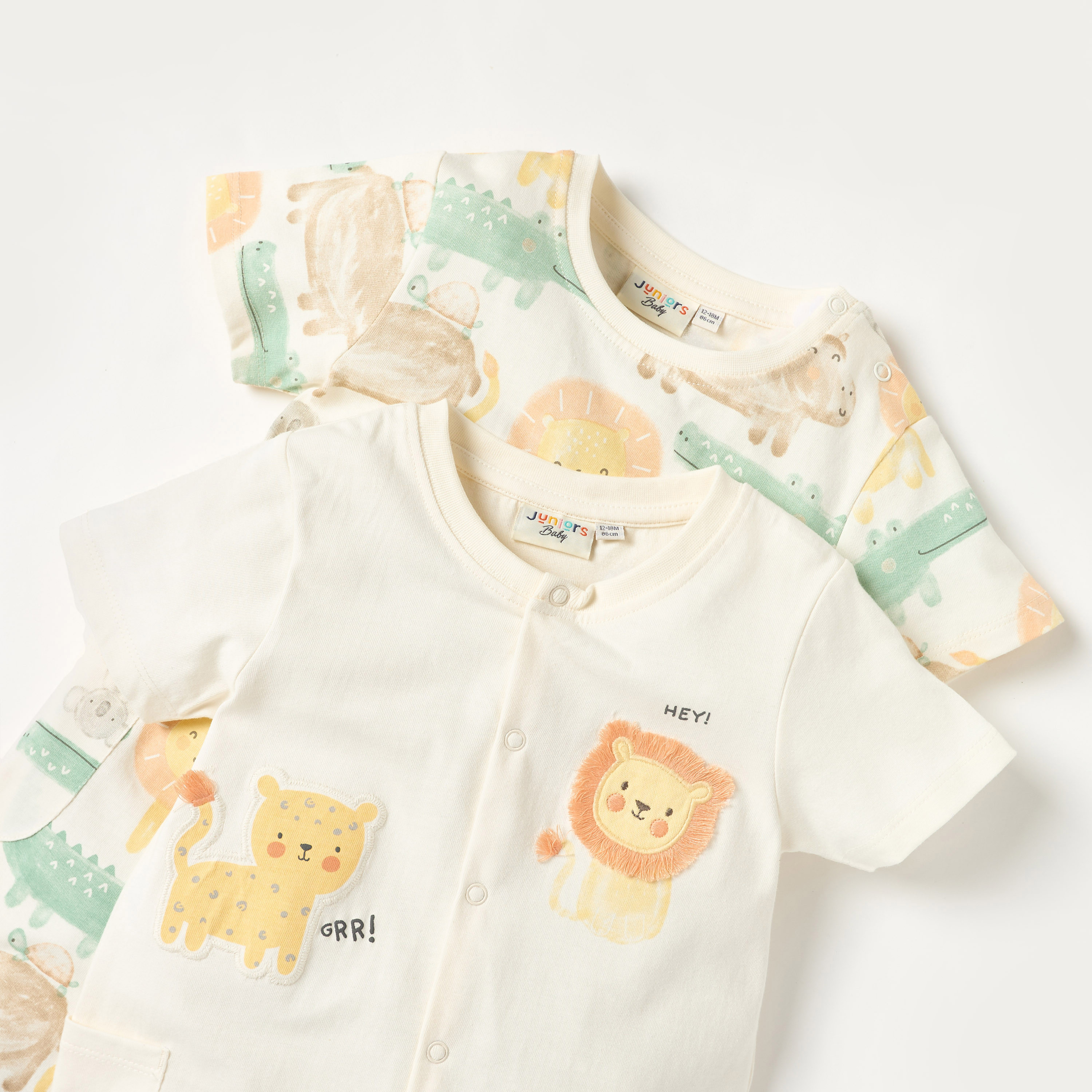 Juniors Animal Print Rompers with Short Sleeves - Set of 2-baby-boys-clothing-multipacks-image-4