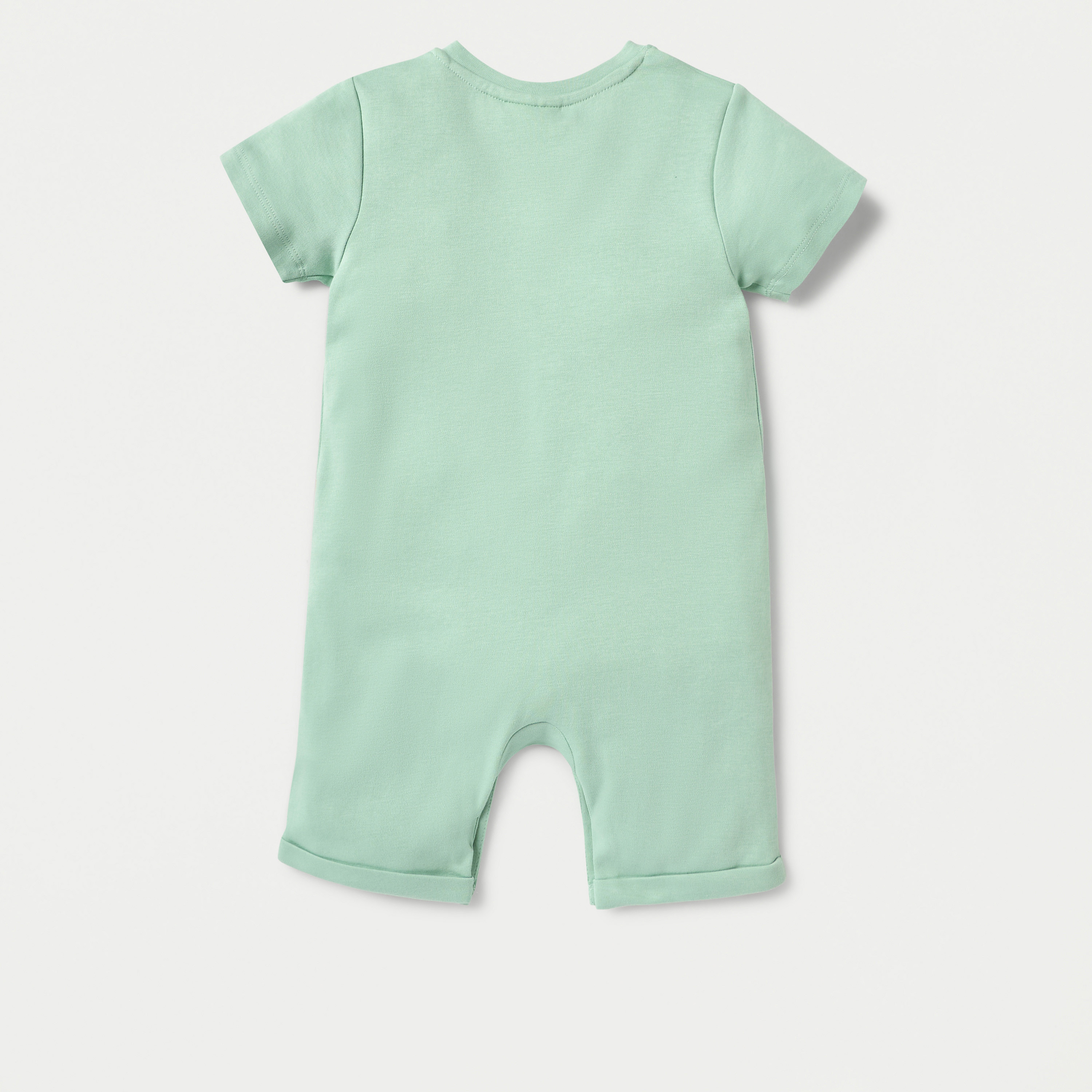 Juniors Dinosaur Applique Romper with Short Sleeves and Button Closure-baby-boys-clothing-rompers-image-2