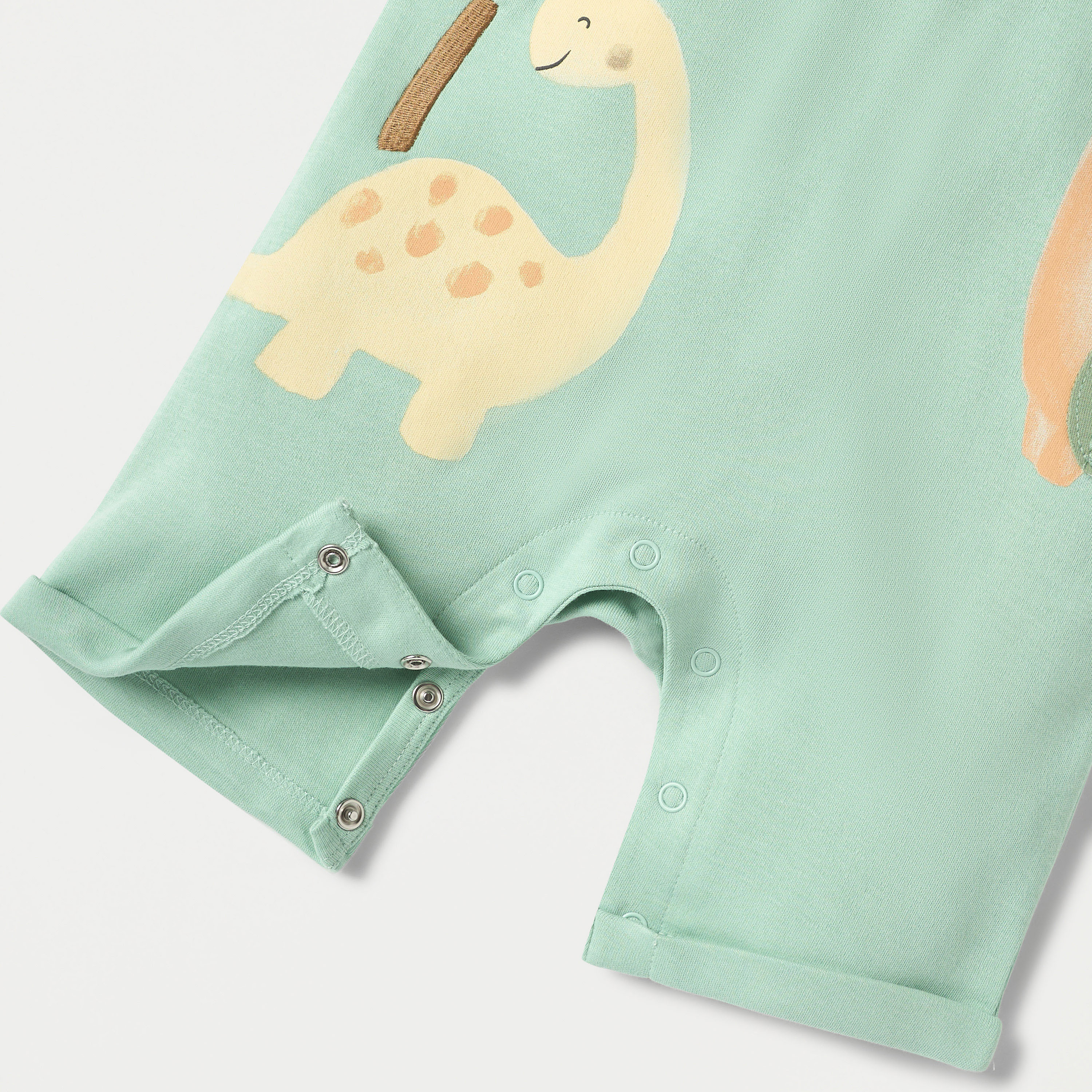 Juniors Dinosaur Applique Romper with Short Sleeves and Button Closure-baby-boys-clothing-rompers-image-4