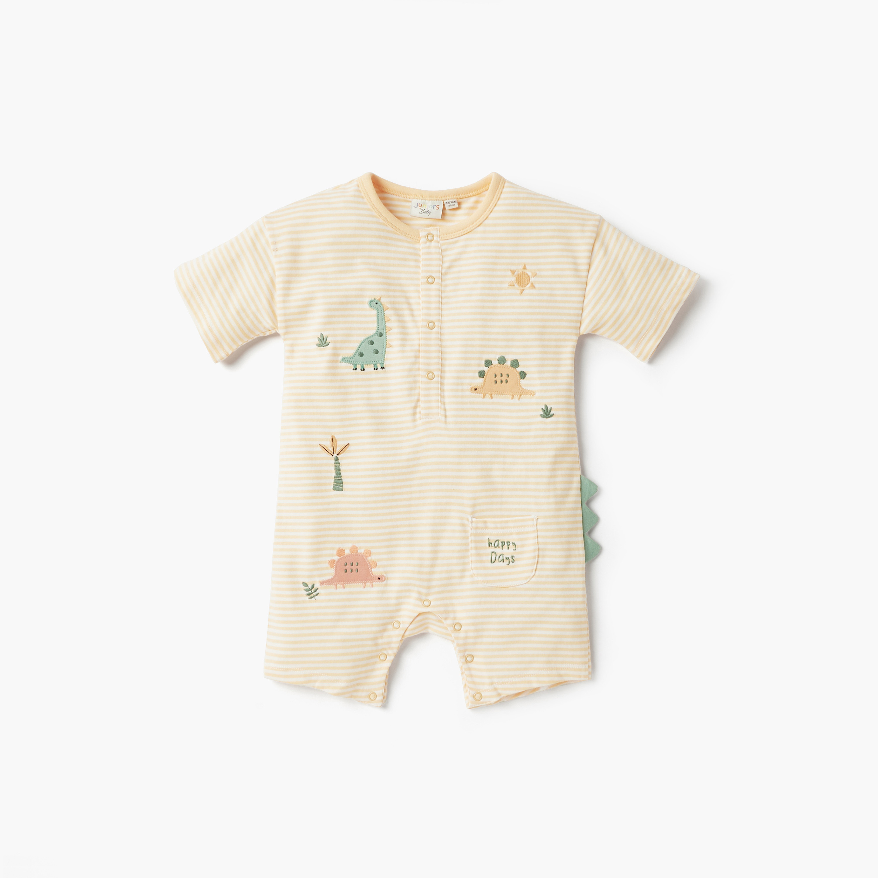 أفرول مخطط بأكمام قصيرة وزر إغلاق كبّاس من جونيورز-baby-boys-clothing-rompers-image-4