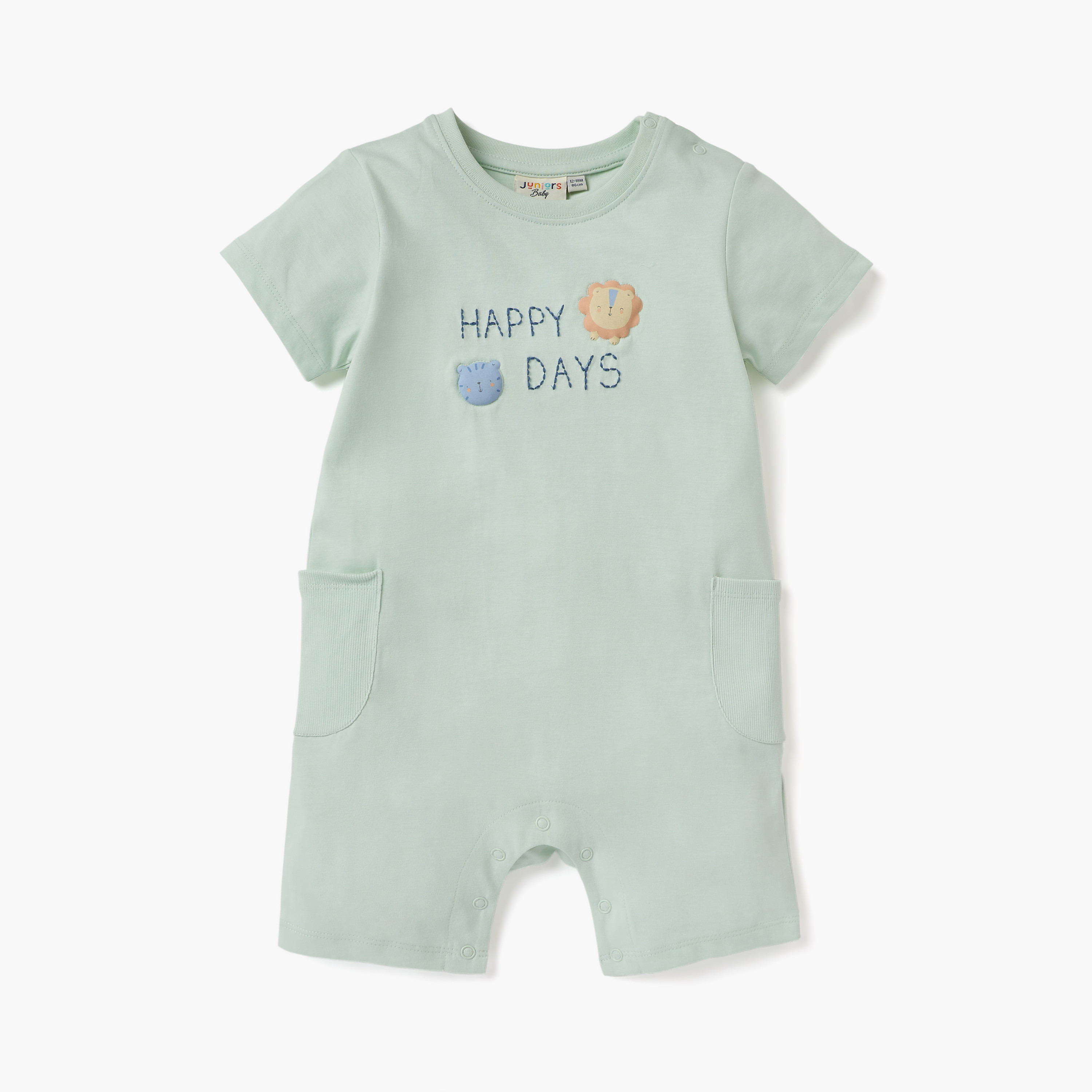 Juniors Applique Detail Romper with Short Sleeves - Set of 2-baby-boys-clothing-rompers-image-2