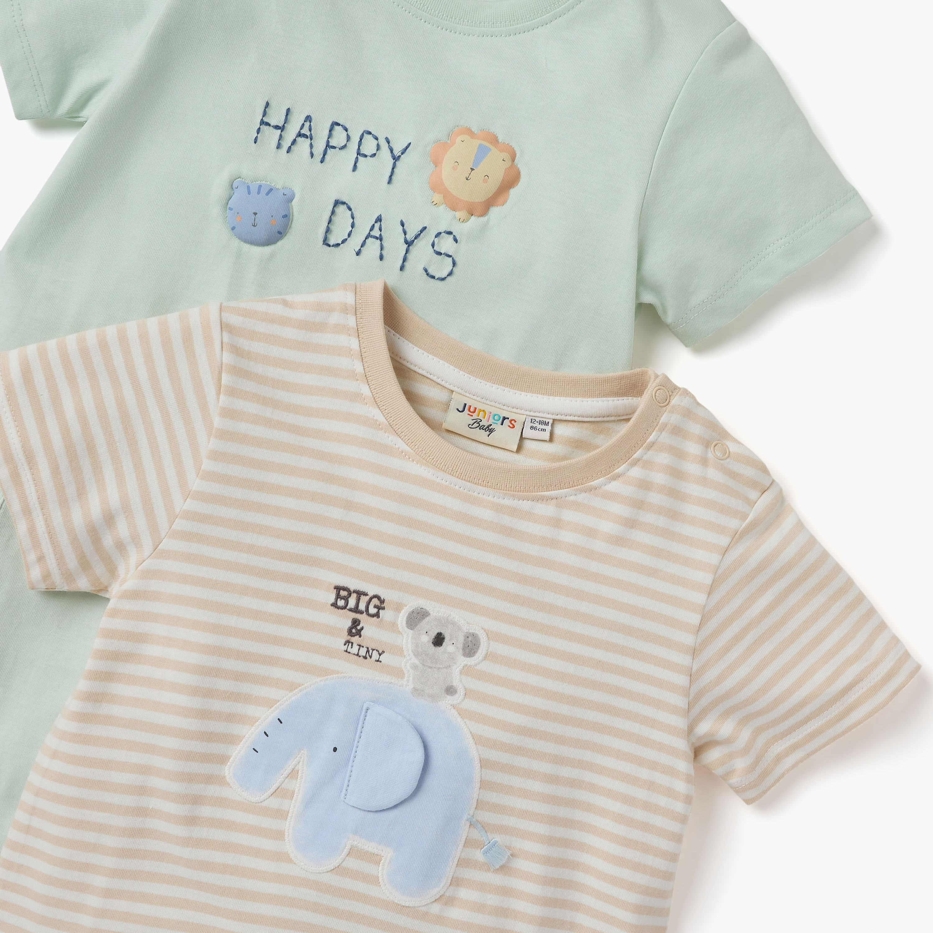 Juniors Applique Detail Romper with Short Sleeves - Set of 2-baby-boys-clothing-rompers-image-4