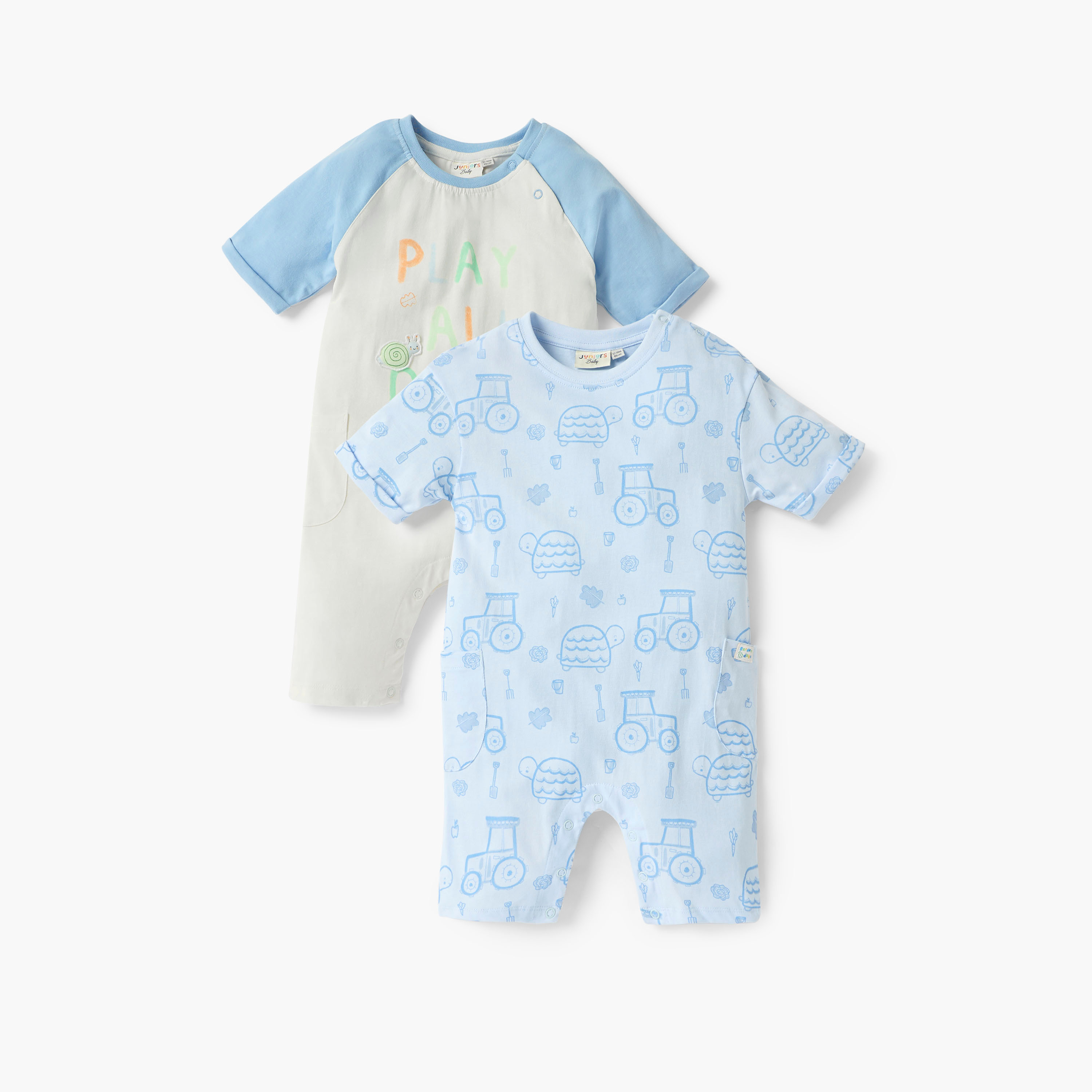 Juniors Printed Romper with Short Sleeves - Set of 2-baby-boys-clothing-rompers-image-1