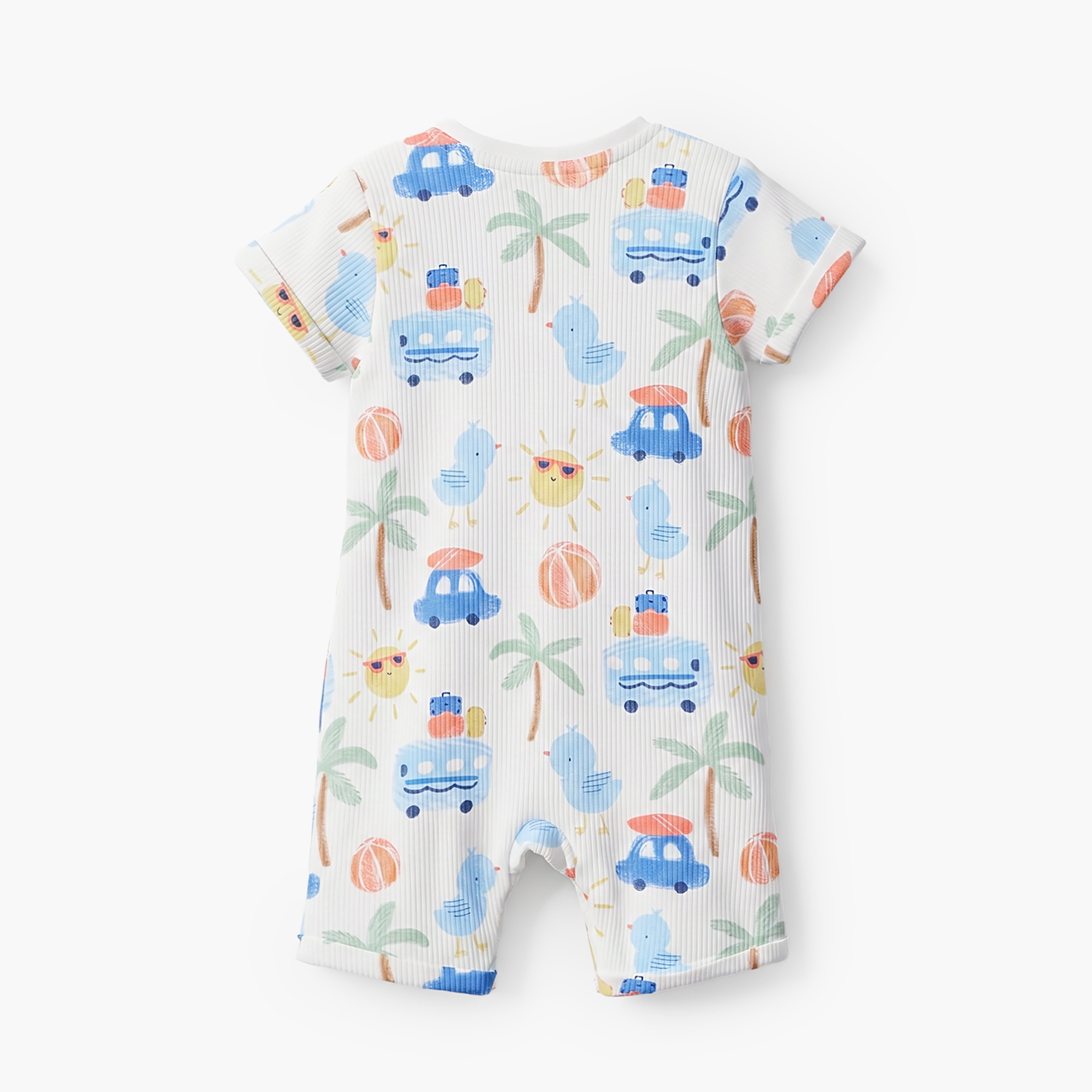 أفرولات بطبعات وأكمام قصيرة وأزرار إغلاق من جونيورز -طقم من قطعتين-baby-boys-clothing-rompers-image-4