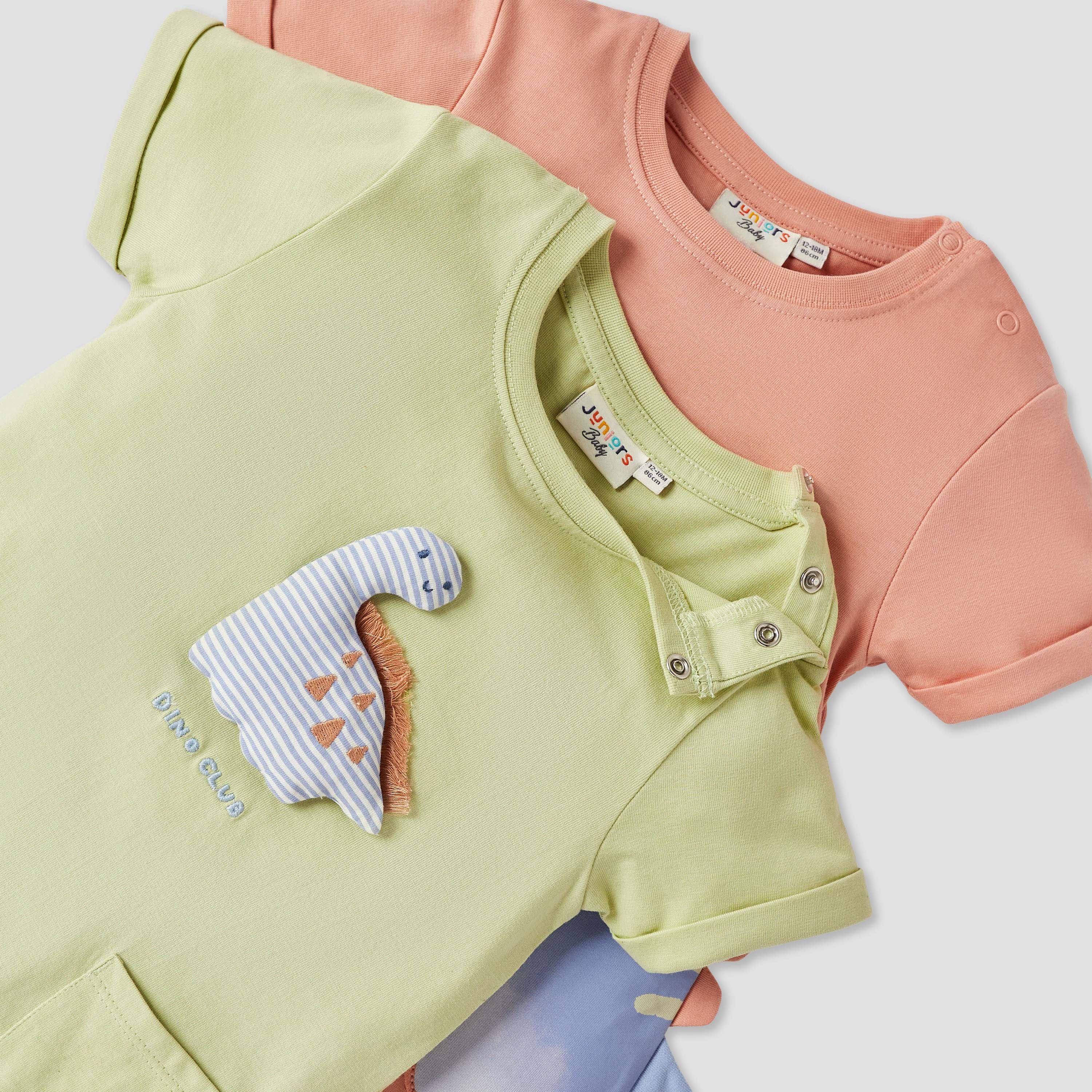 Juniors Dinosaur Applique Romper - Set of 2-baby-boys-clothing-multipacks-image-4