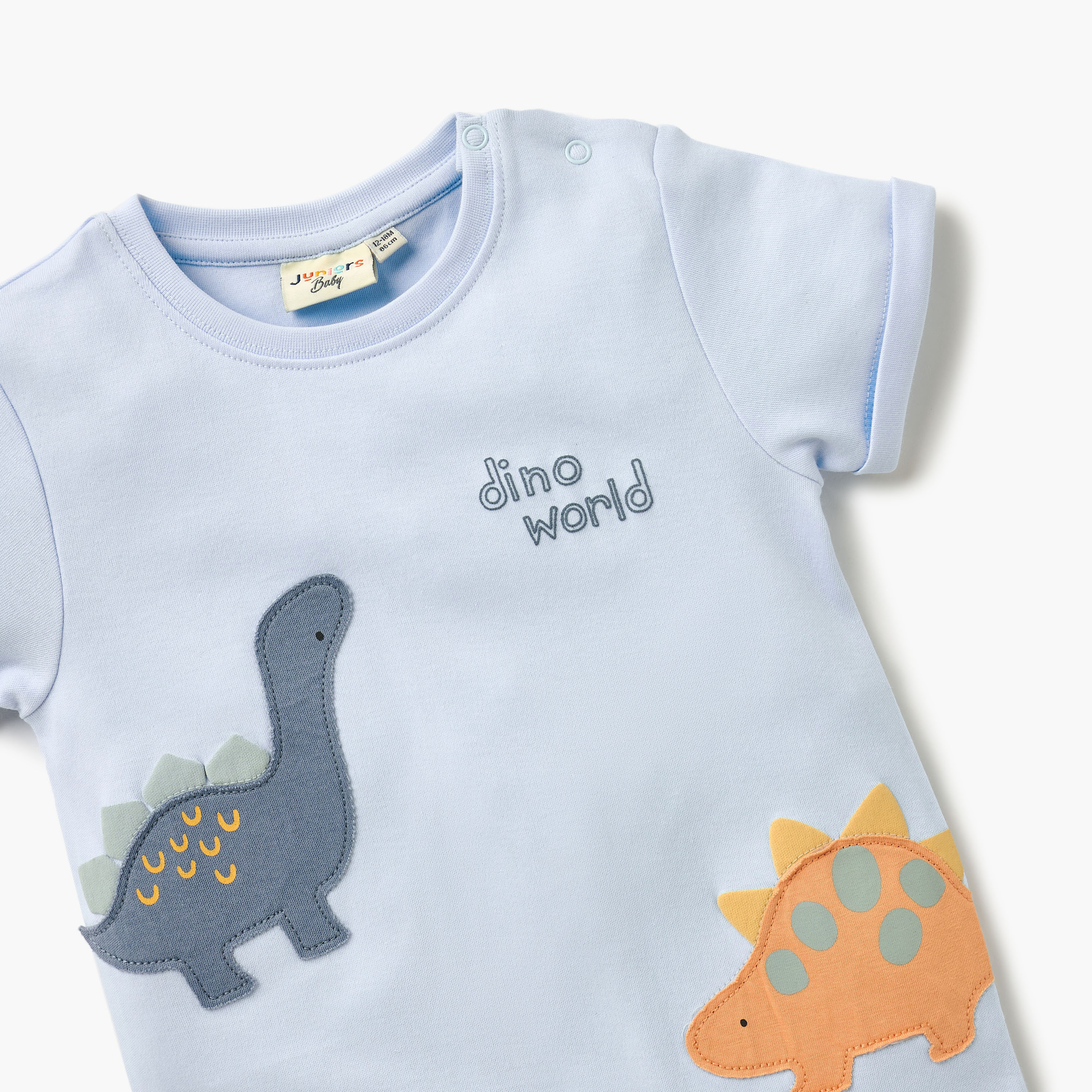 Juniors Dinosaur Applique Romper with Short Sleeves-baby-boys-clothing-rompers-image-3