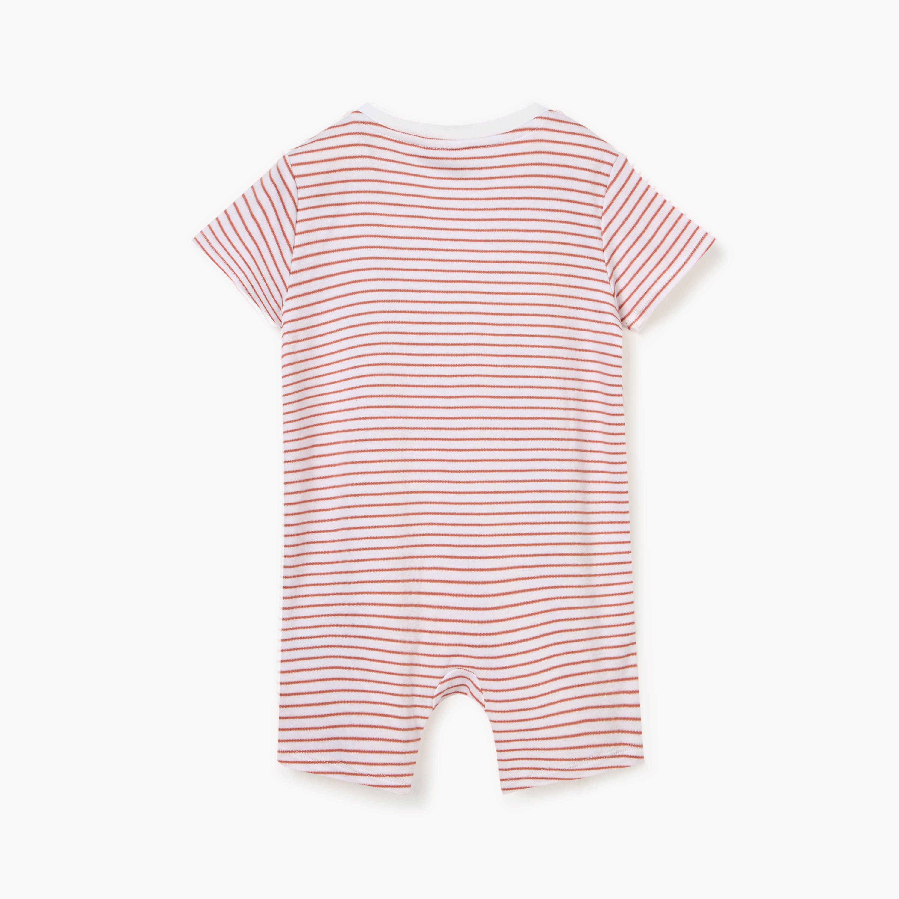 أفرول مخطط بتزيينات حيوانات وأكمام قصيرة من جونيورز-baby-boys-clothing-rompers-image-3