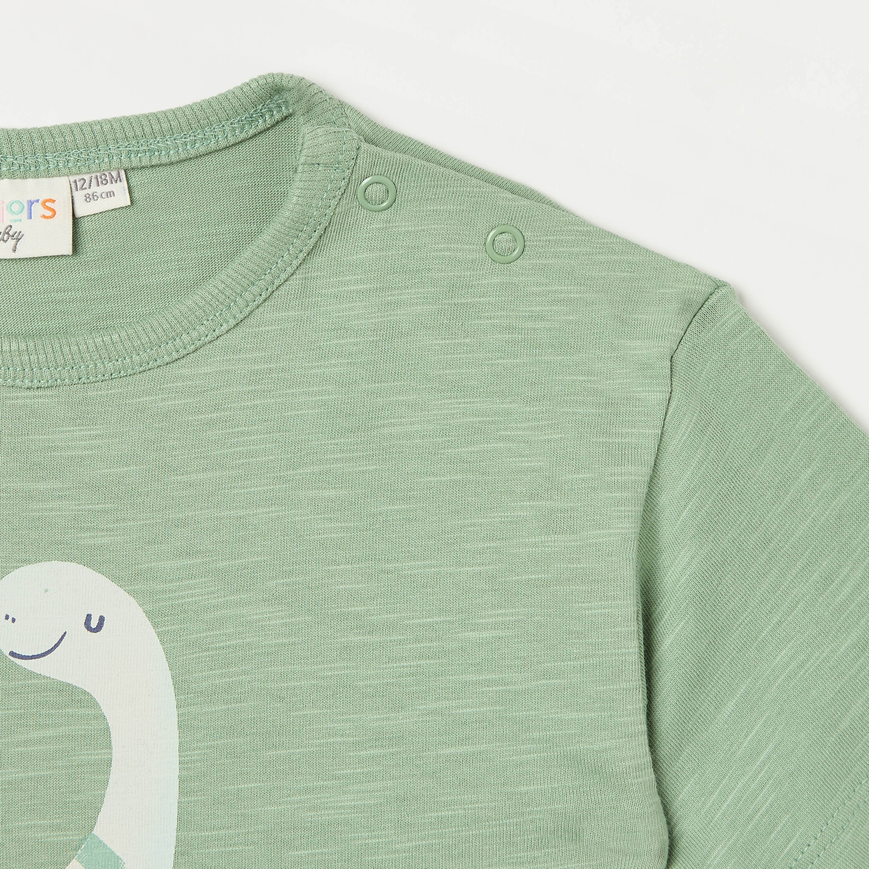 Juniors Dino Print Crew Neck T-shirt with Short Sleeves-baby-boys-clothing-tshirtsandpolos-image-2