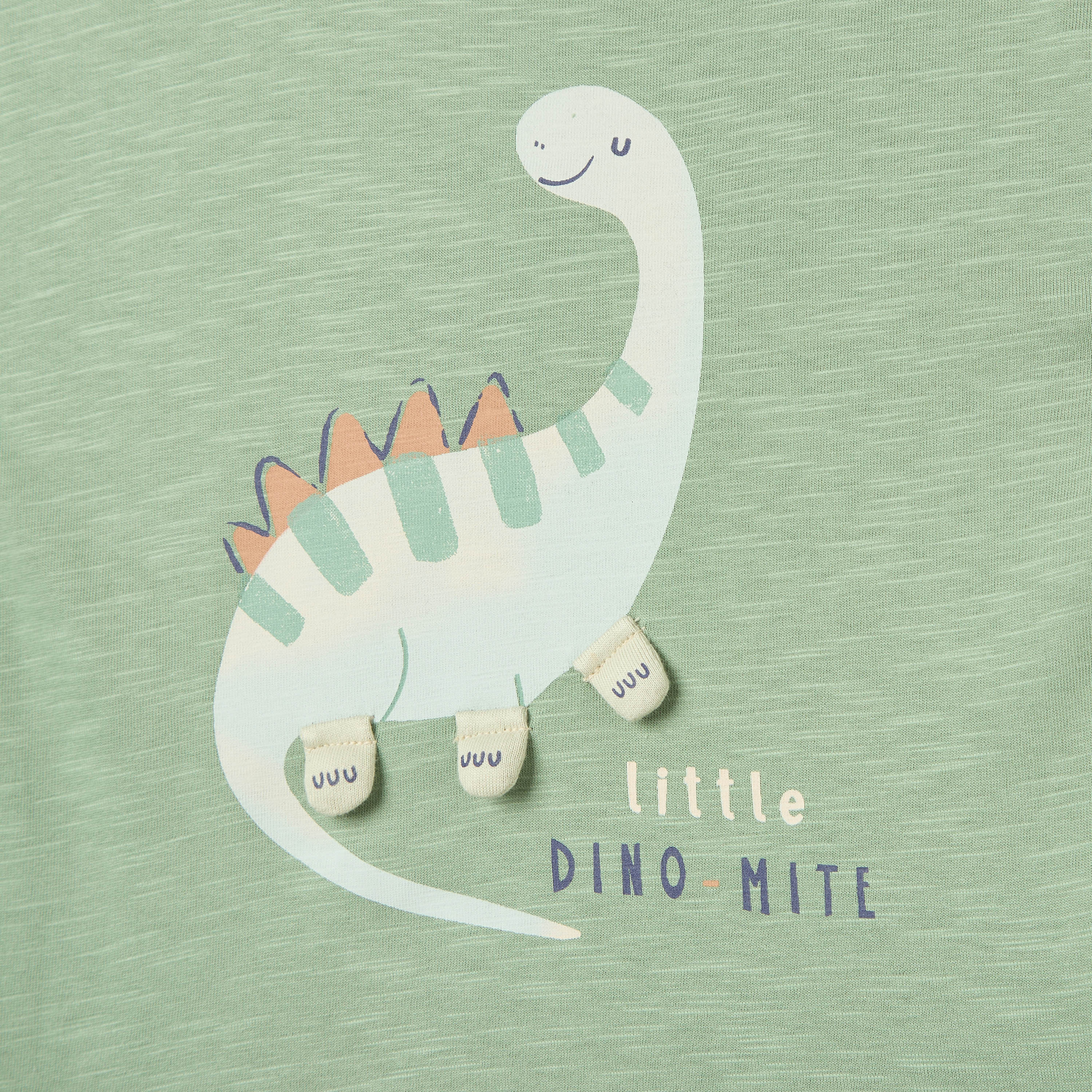 Juniors Dino Print Crew Neck T-shirt with Short Sleeves-baby-boys-clothing-tshirtsandpolos-image-3