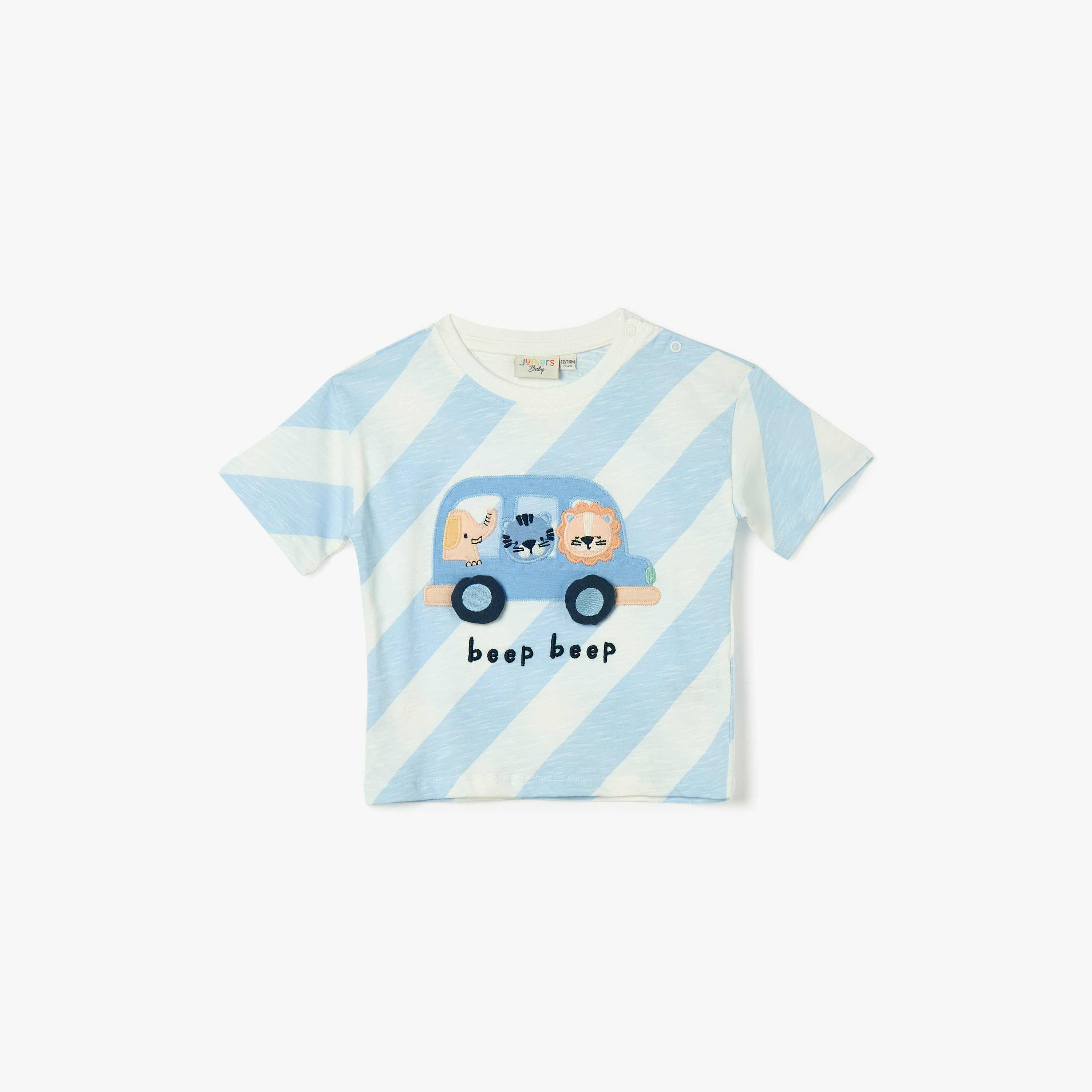 Juniors Car Applique Crew Neck T-shirt with Short Sleeves-baby-boys-clothing-tshirtsandpolos-image-1