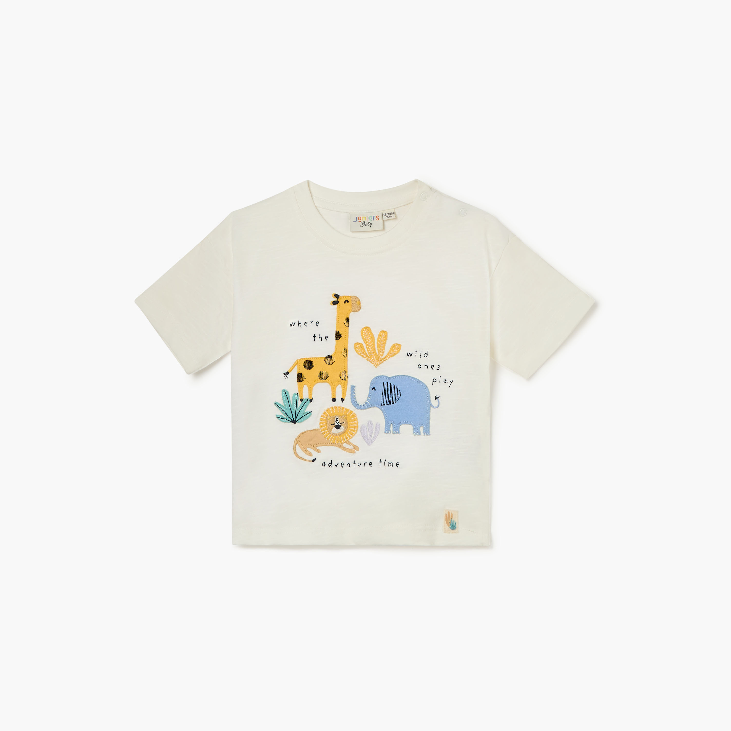 تيشيرت بياقة ضيقة وطبعات حيوانات وأكمام قصيرة من جونيورز-baby-boys-clothing-tshirtsandpolos-image-1