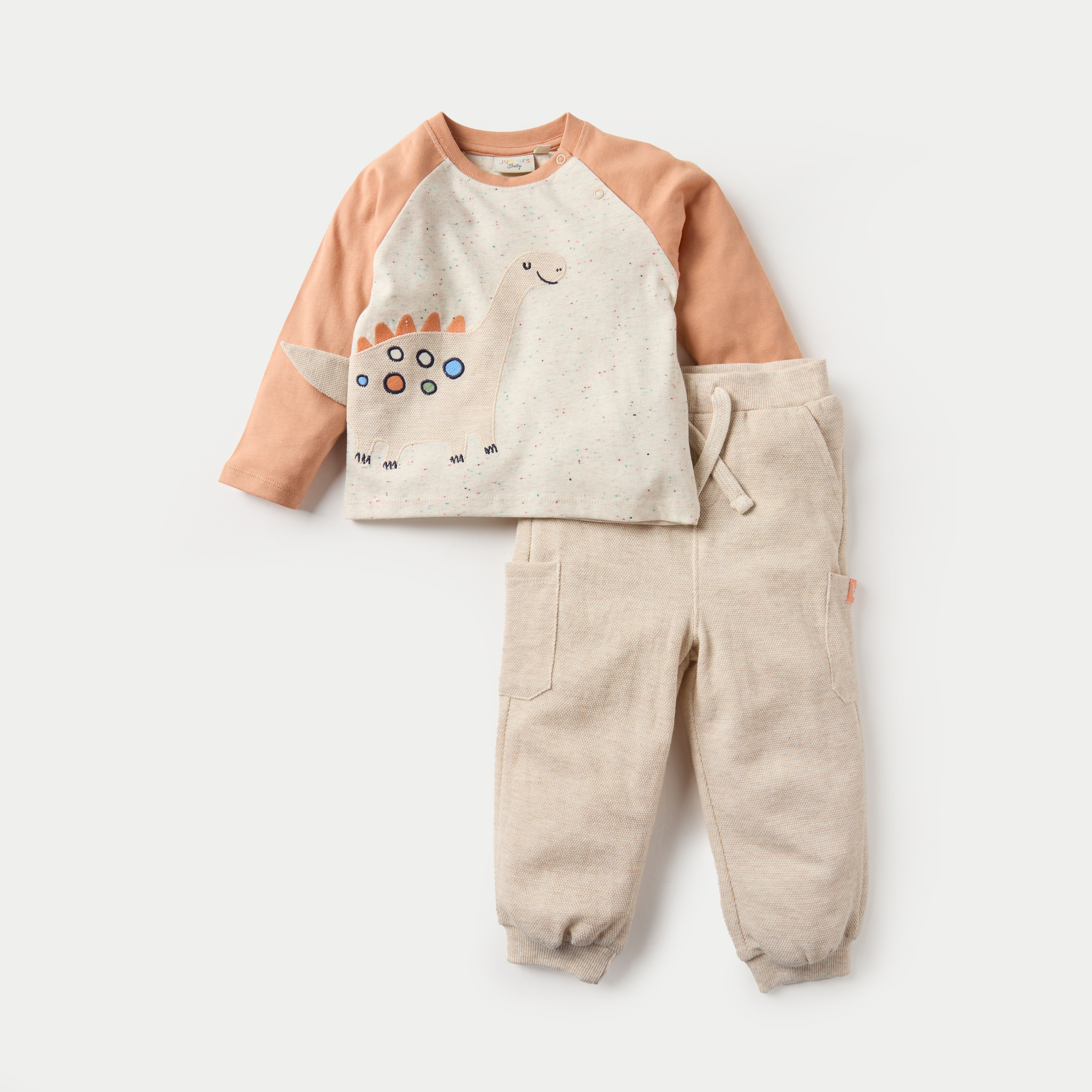 Juniors Dinosaur Applique T-shirt and Joggers Set-baby-boys-clothing-setsandcoords-image-1
