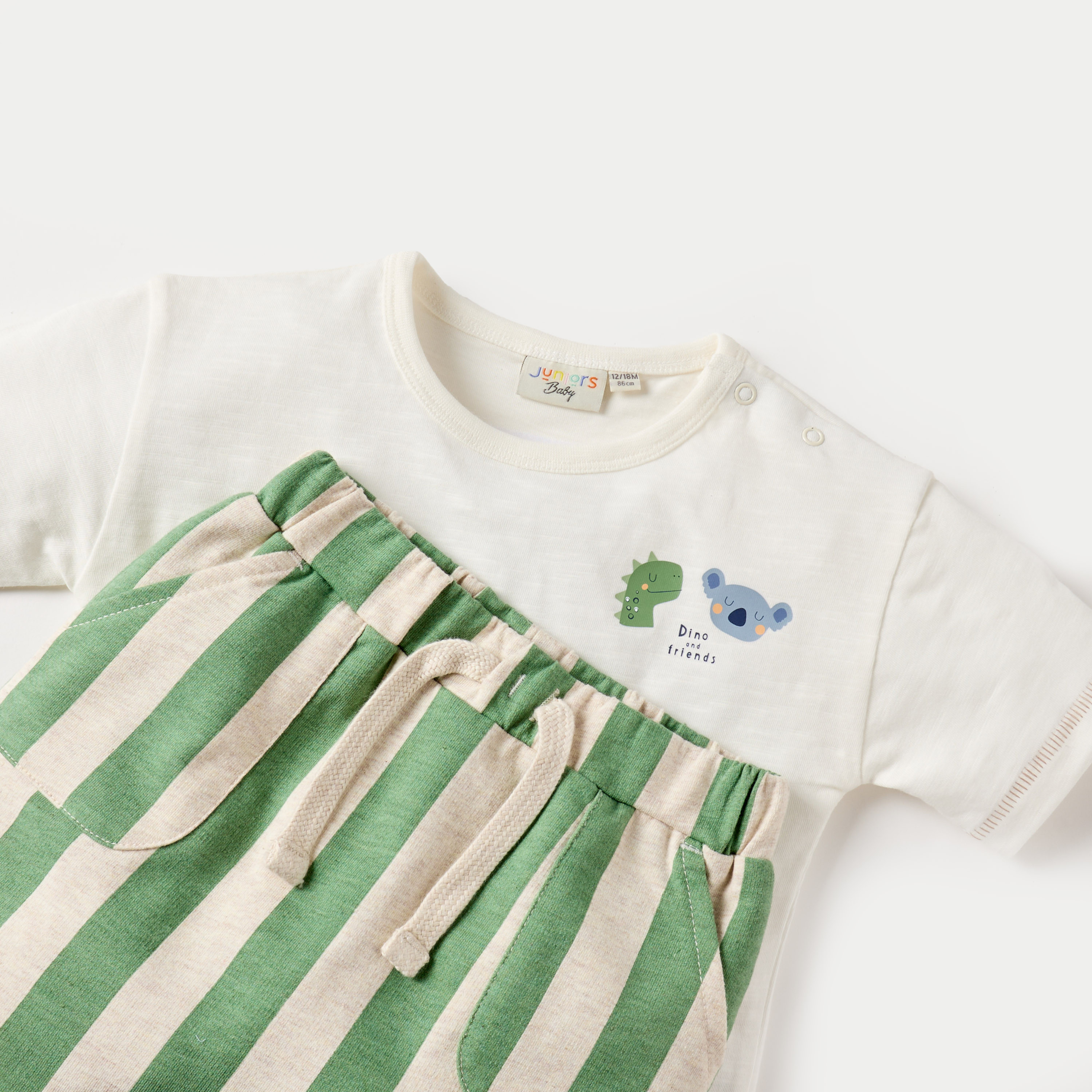 Juniors Printed T-shirt and Striped Shorts Set-baby-boys-clothing-setsandcoords-image-4