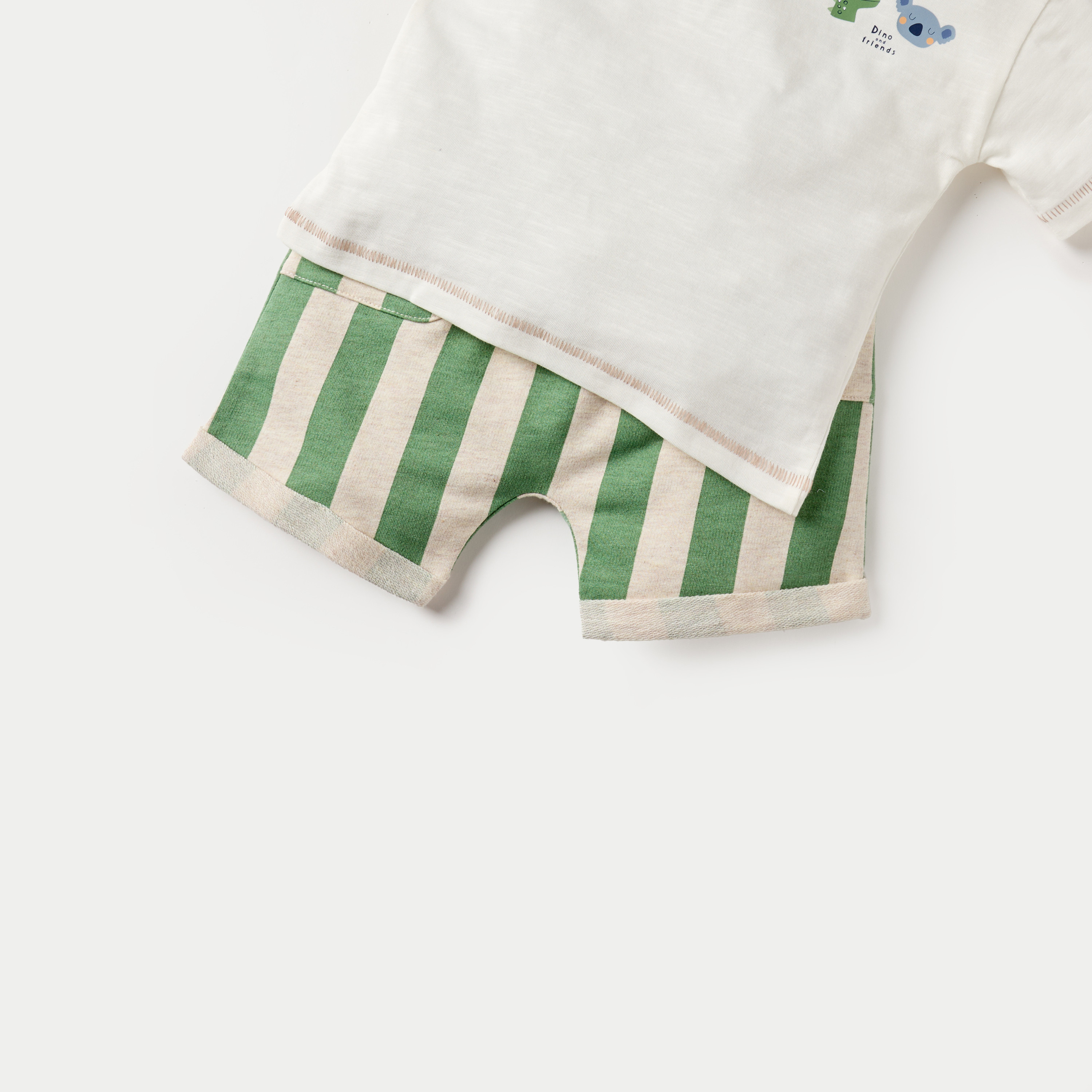 Juniors Printed T-shirt and Striped Shorts Set-baby-boys-clothing-setsandcoords-image-5