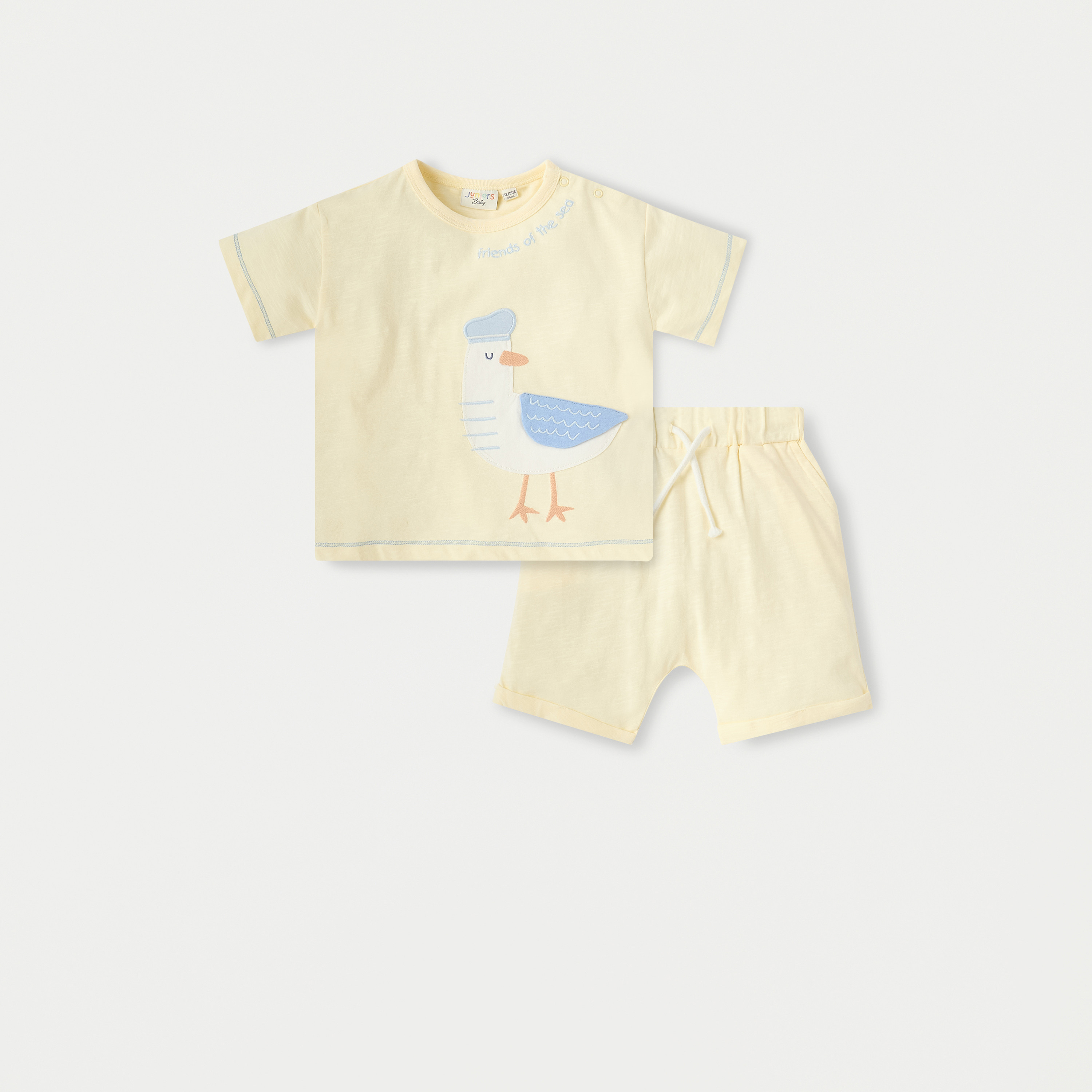 طقم شورت وتيشيرت بأكمام قصيرة وزخارف طائر النورس من جونيورز-baby-boys-clothing-setsandcoords-image-1