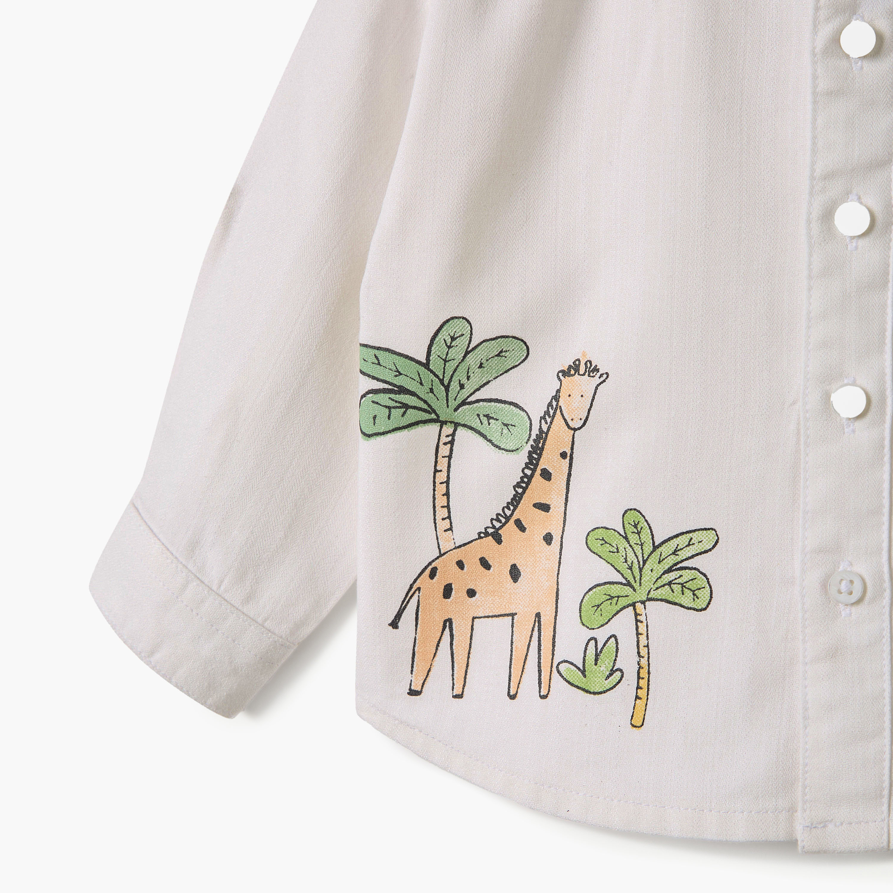 Juniors Animal Print Long Sleeve Shirt with Mandarin Neck-baby-boys-clothing-shirts-image-3