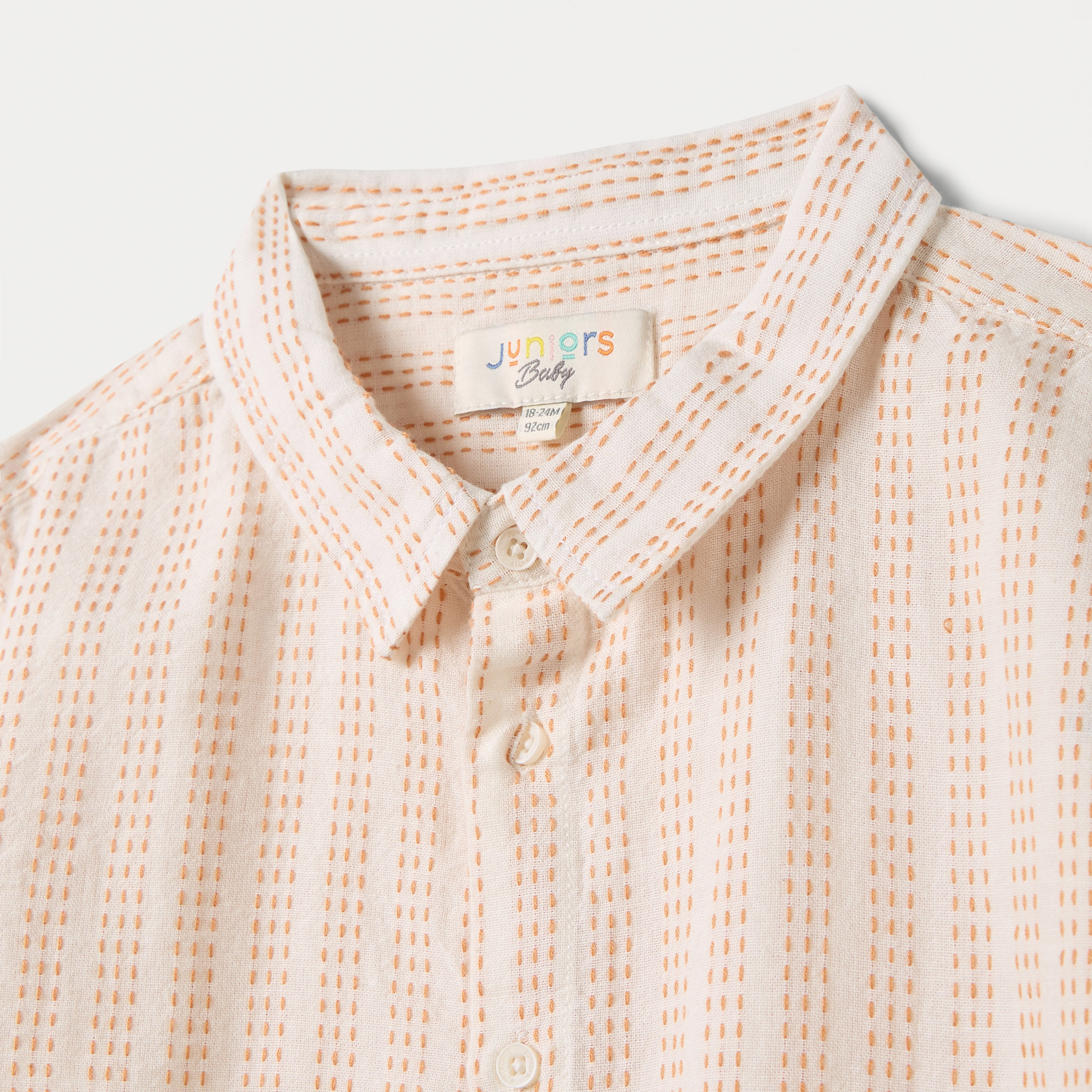 Juniors Embroidered Shirt with Collar and Short Sleeves-baby-boys-clothing-shirts-image-3