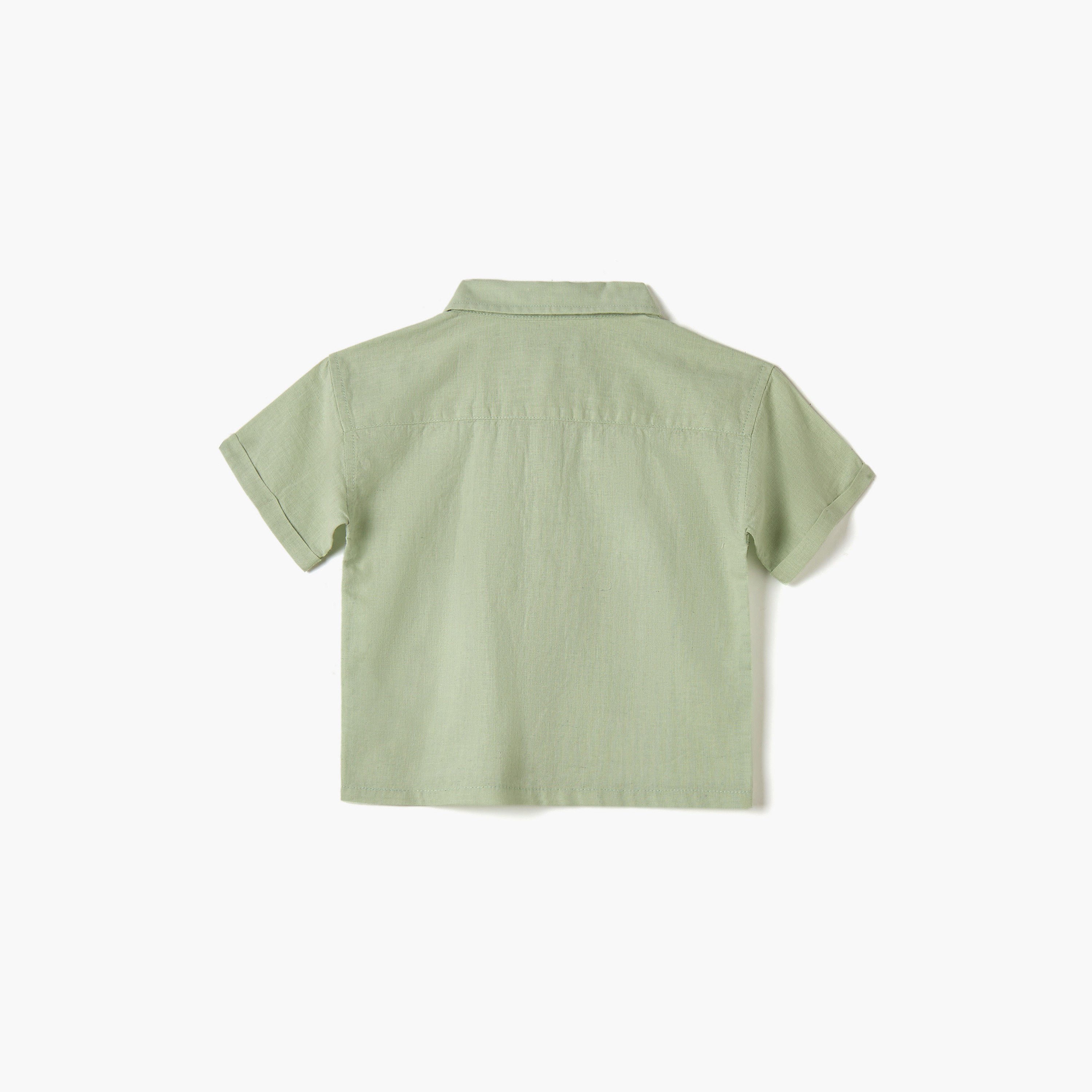 Juniors Stripe Detail Shirt with Short Sleeves-baby-boys-clothing-shirts-image-2