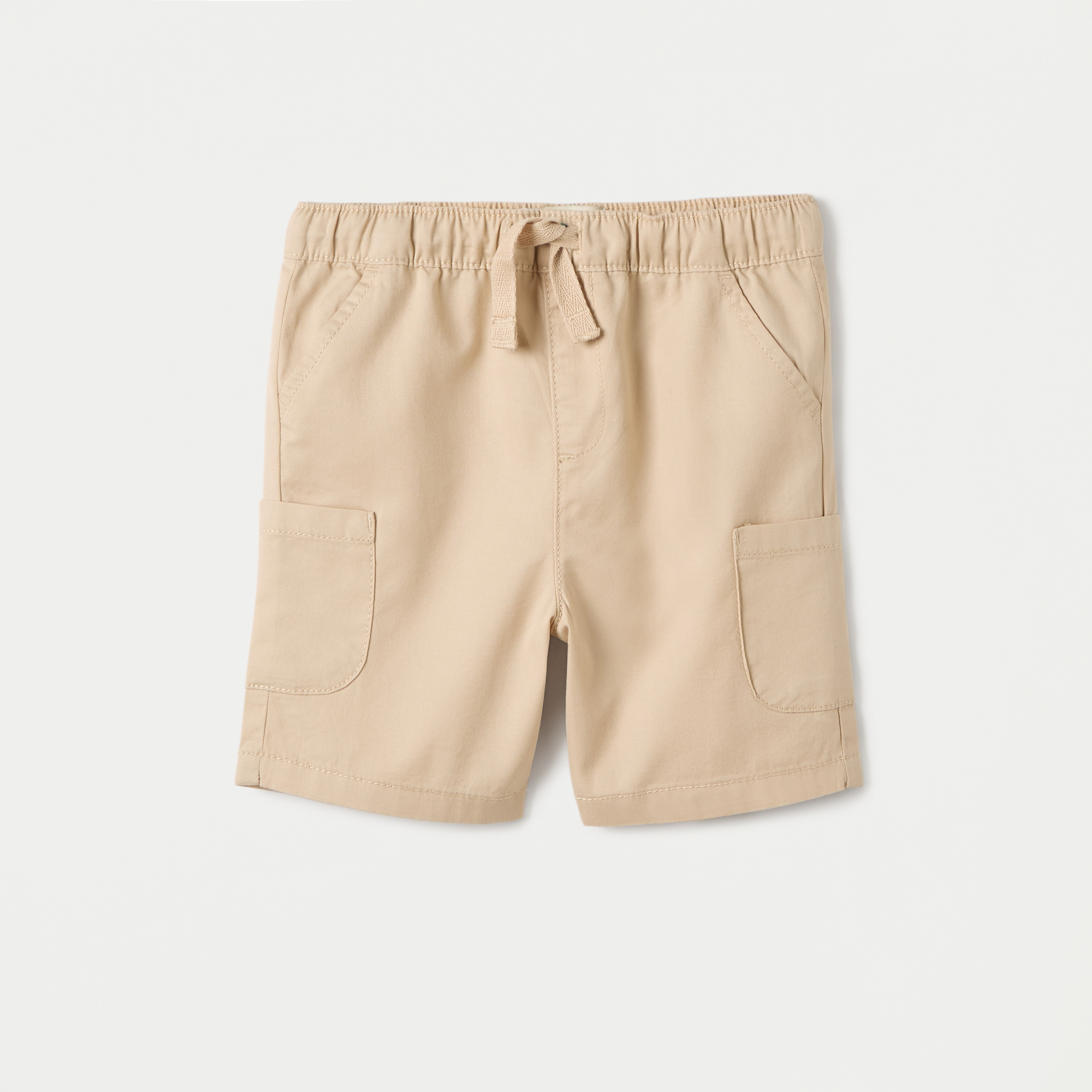 Juniors Solid Shorts with Pockets and Elasticated Drawstring Closure-baby-boys-clothing-bottoms-shorts-image-1