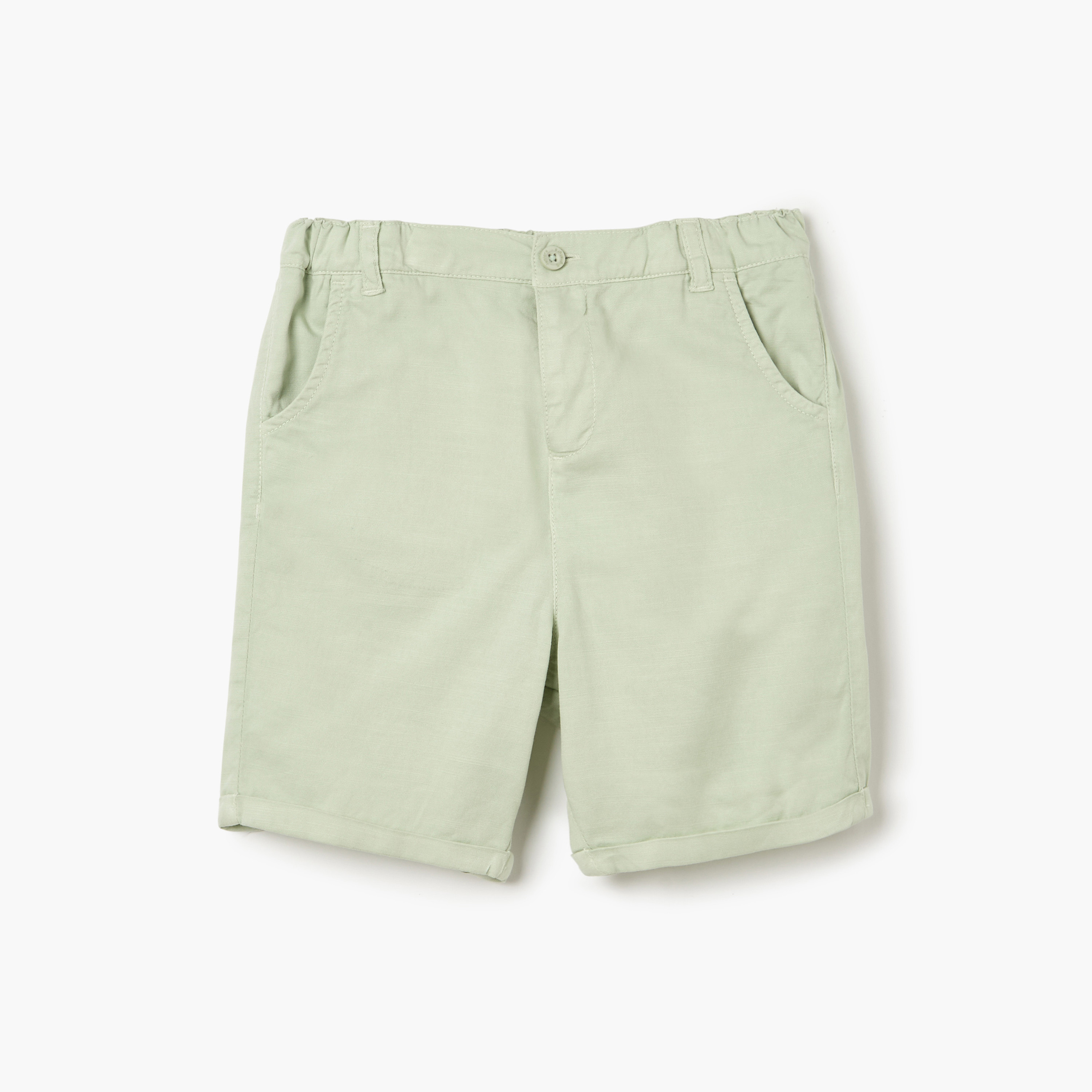 Juniors Solid Shorts with Button Closure and Pockets-baby-boys-clothing-bottoms-shorts-image-1