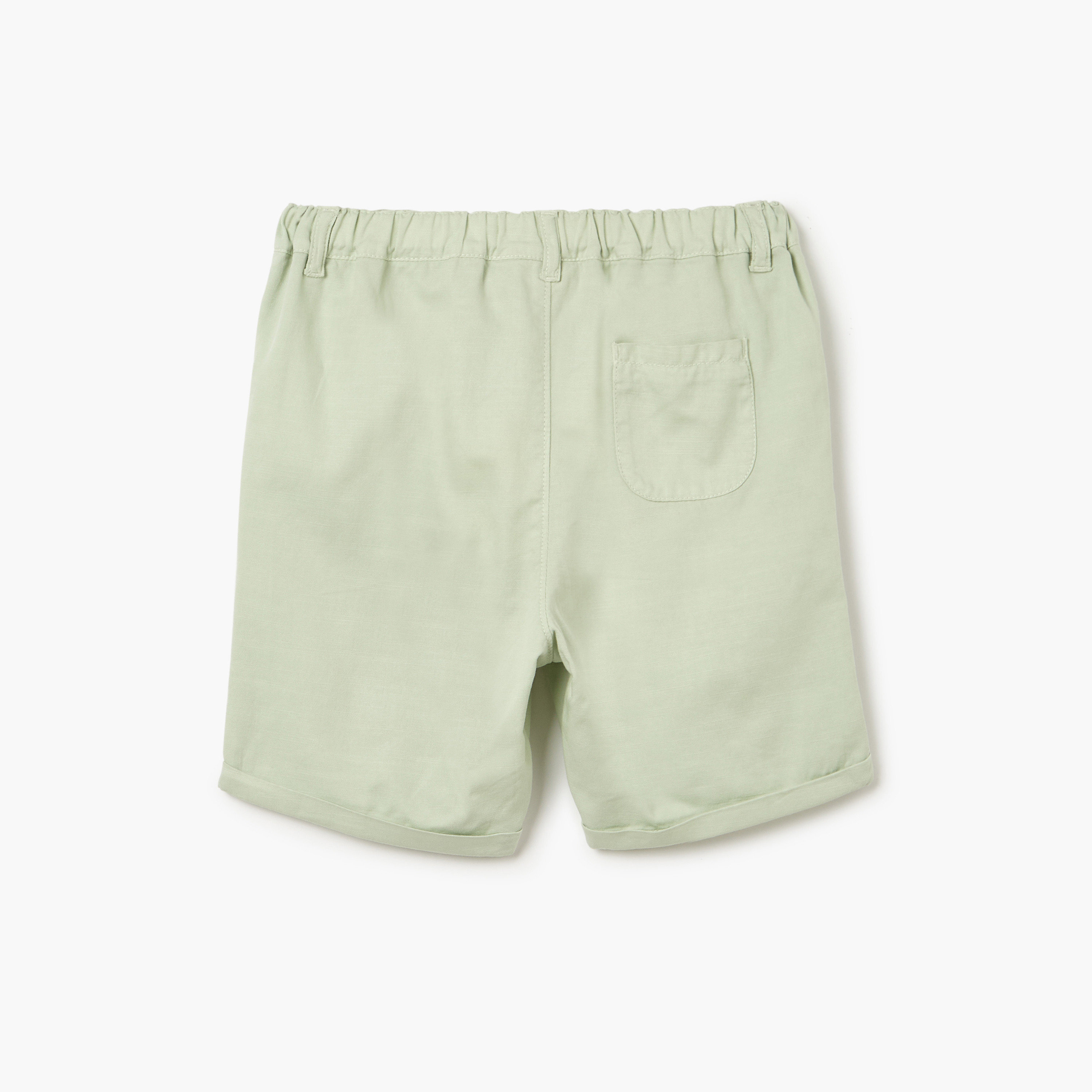 Juniors Solid Shorts with Button Closure and Pockets-baby-boys-clothing-bottoms-shorts-image-2