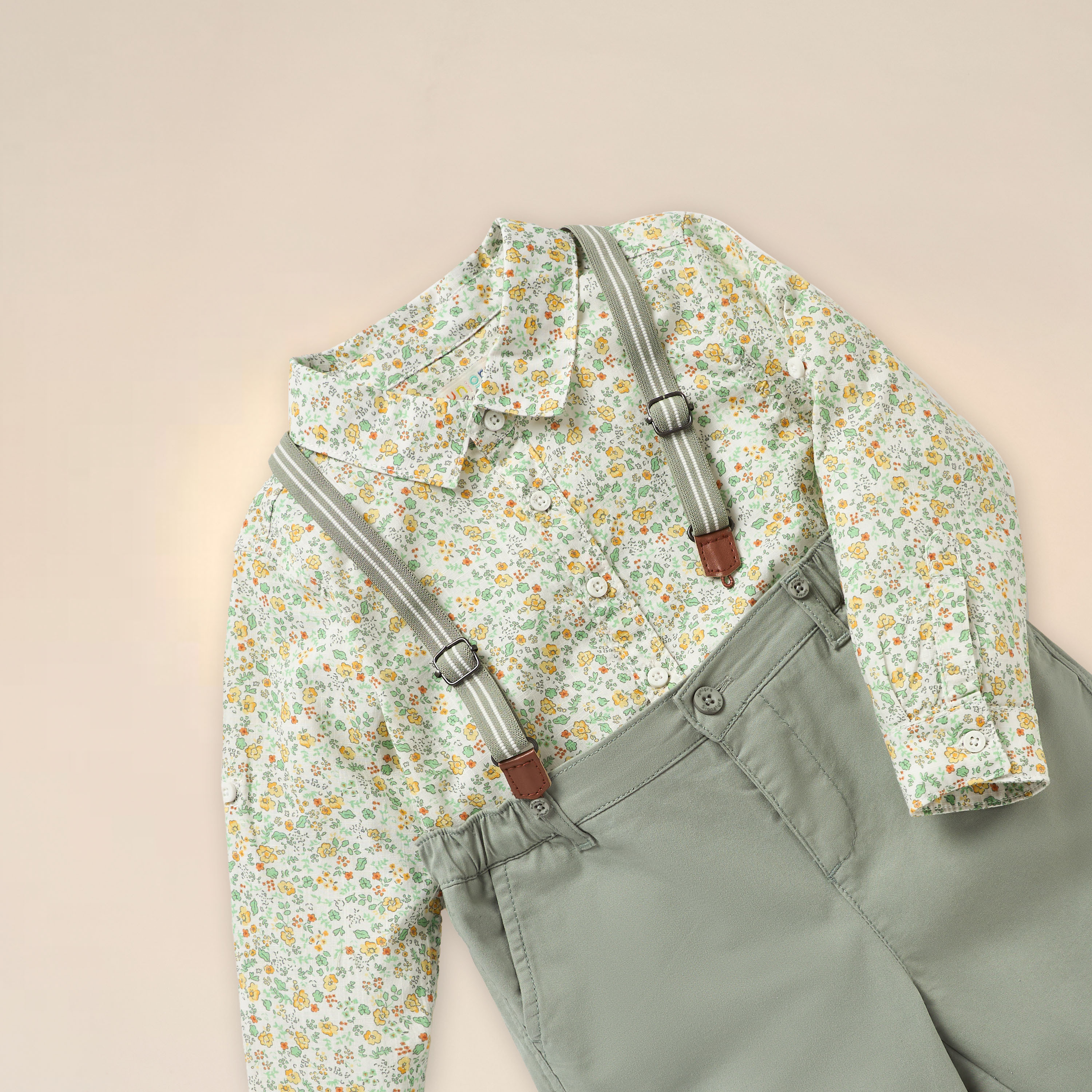 طقم دنغري سادة وقميص بأكمام طويلة وطبعات أزهار من جونيورز-baby-boys-clothing-setsandcoords-image-4
