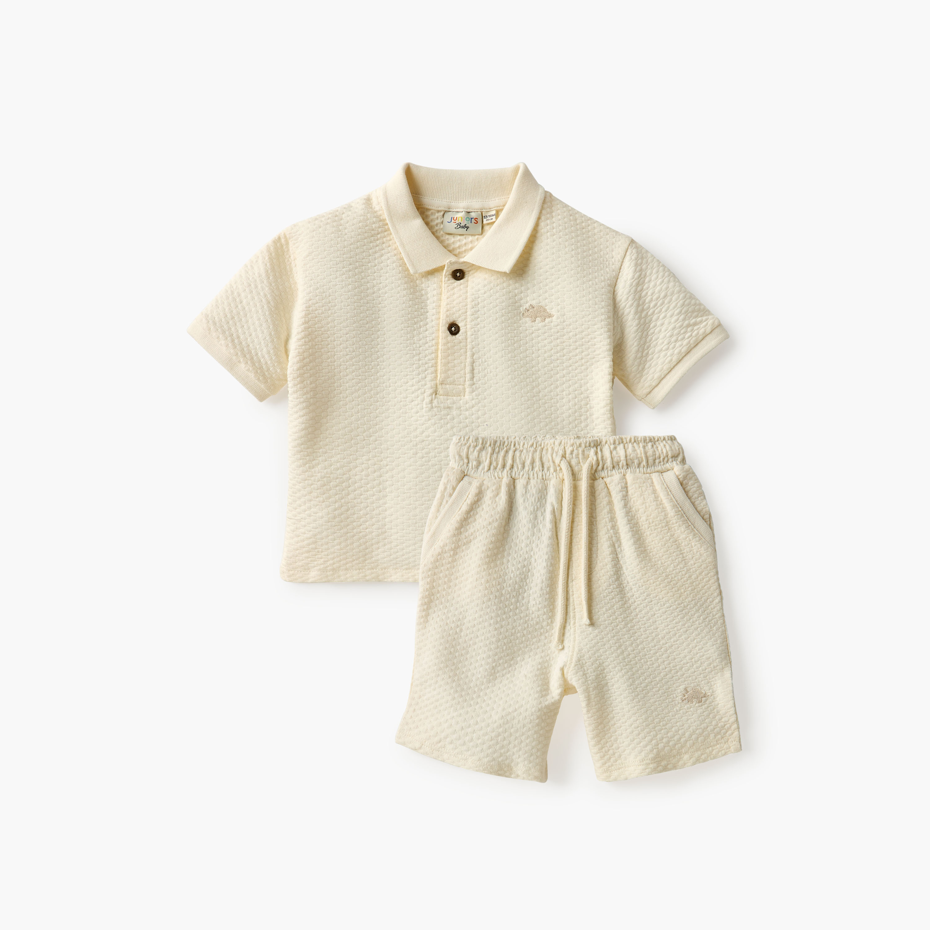 طقم شورت وتيشيرت بولو بارز الملمس من جونيورز-baby-boys-clothing-setsandcoords-image-1