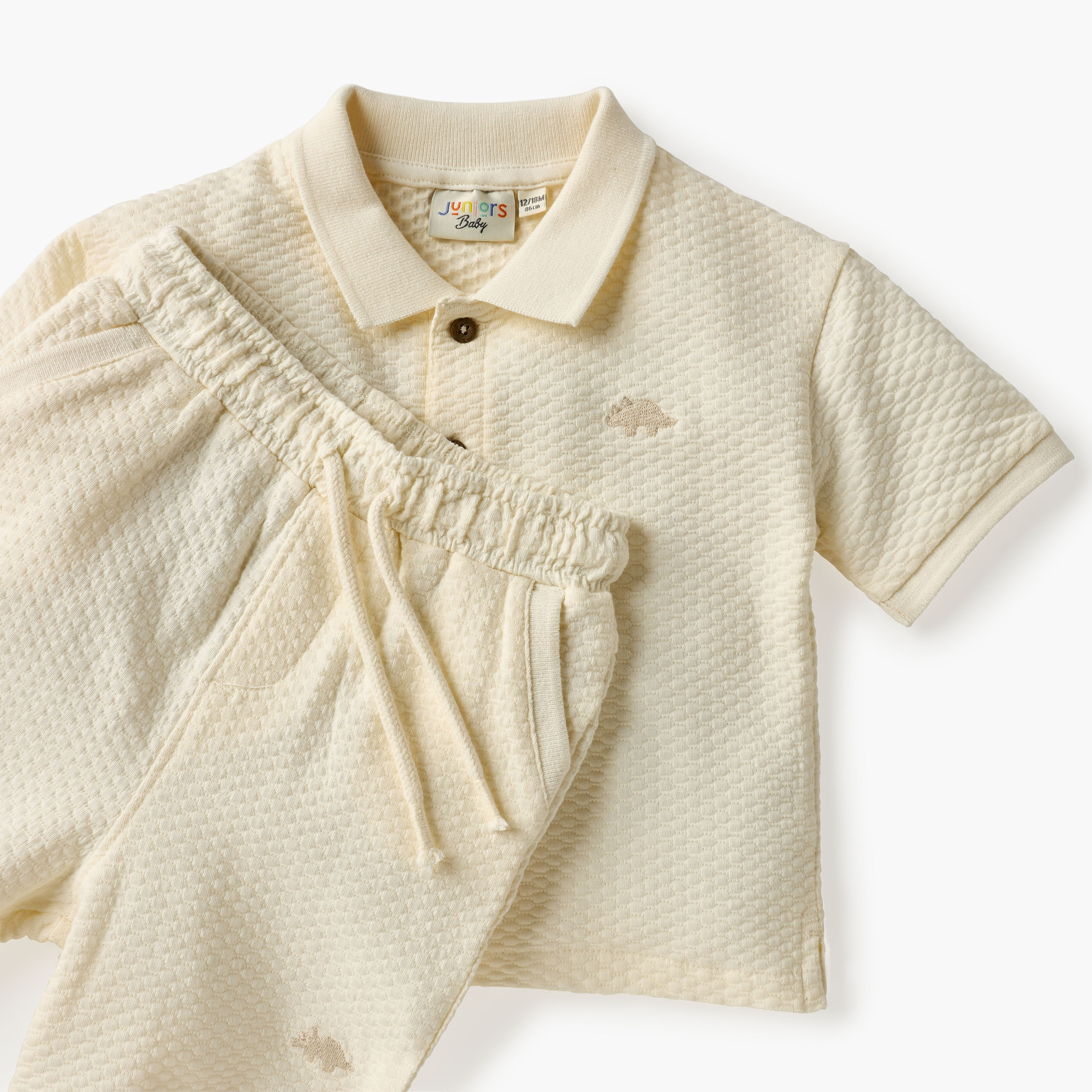طقم شورت وتيشيرت بولو بارز الملمس من جونيورز-baby-boys-clothing-setsandcoords-image-4