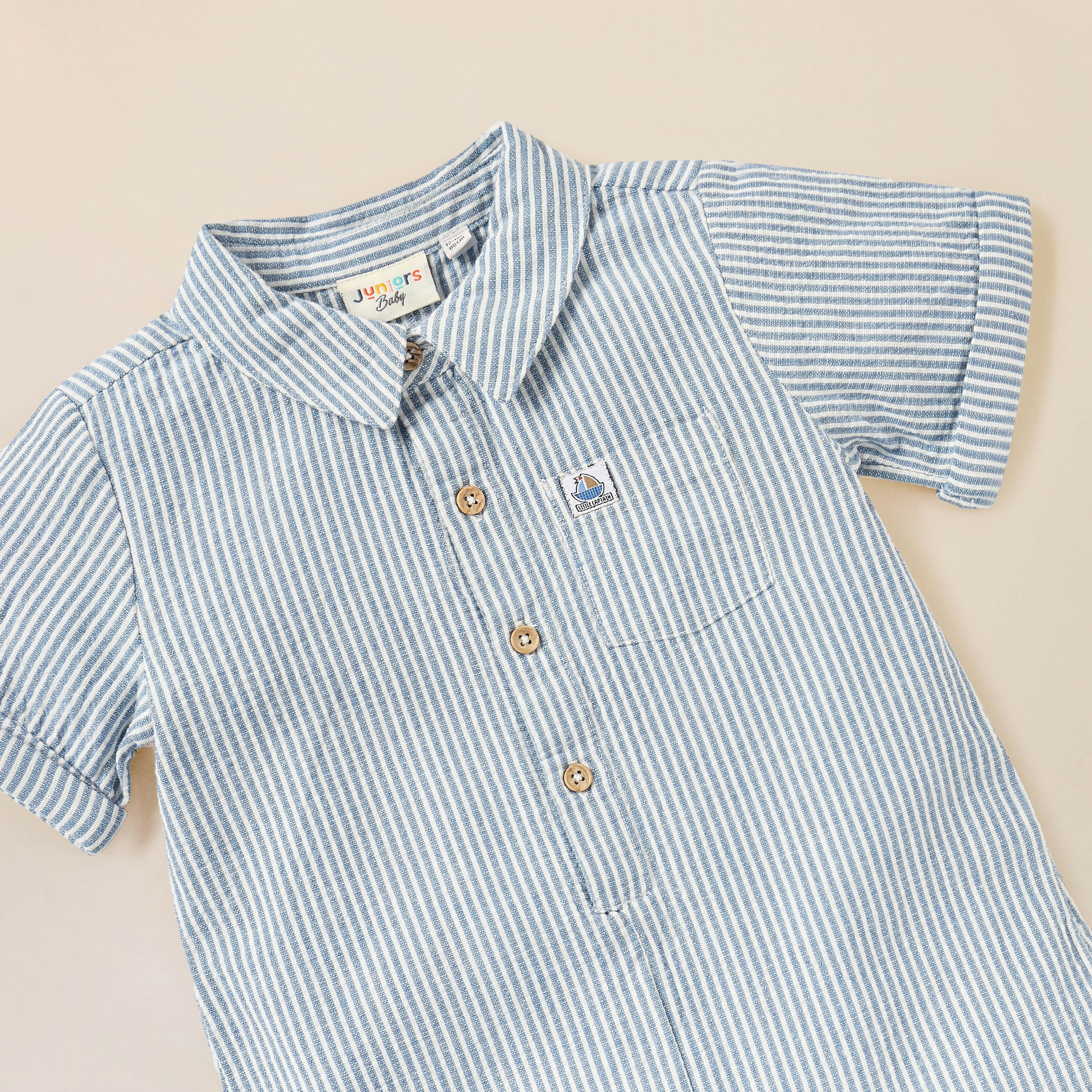 Juniors Striped Romper with Short Sleeves and Button Closure-baby-boys-clothing-rompers-image-2
