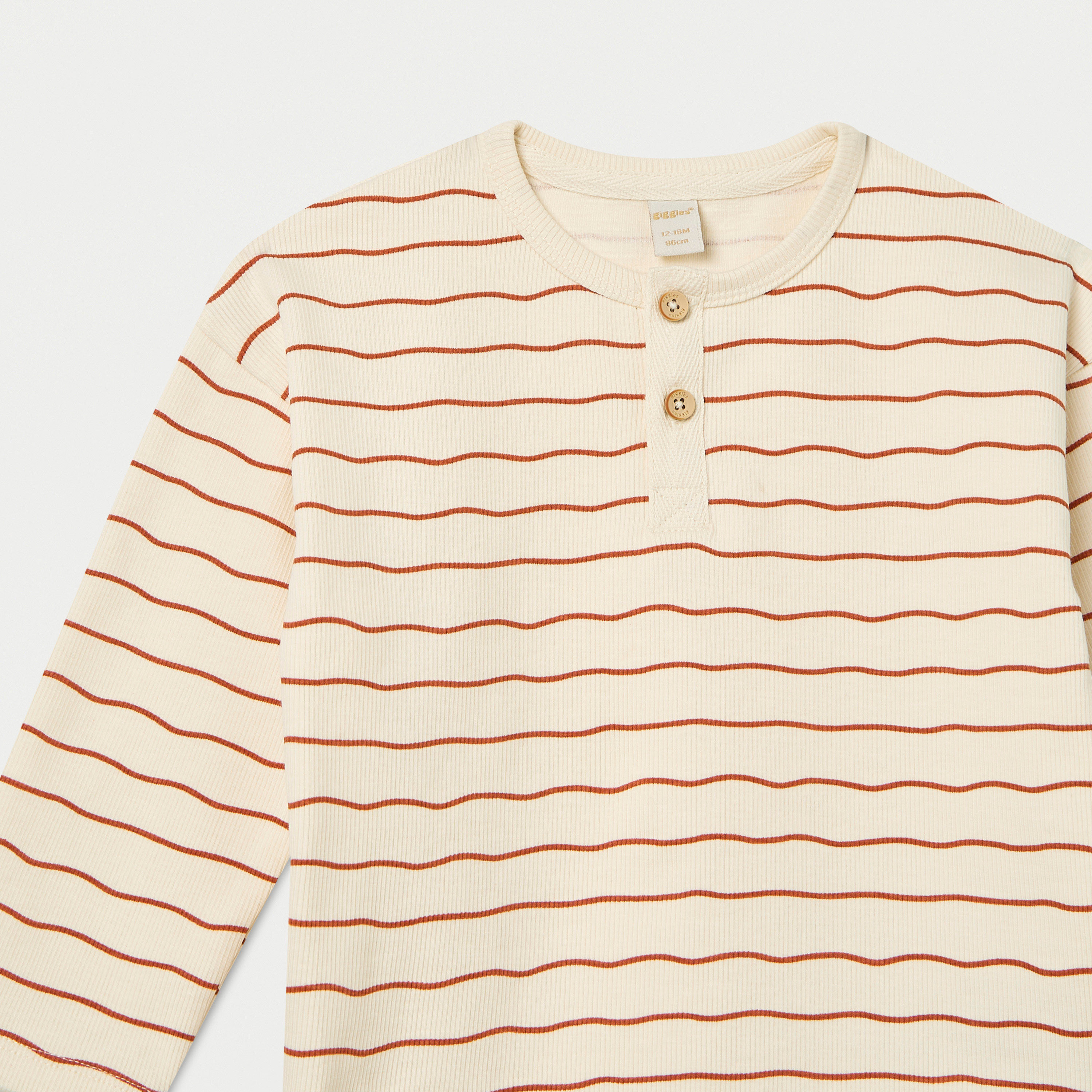 Giggles Striped Henley Neck T-shirt with Long Sleeves and Button Closure-baby-boys-clothing-tshirtsandpolos-image-3