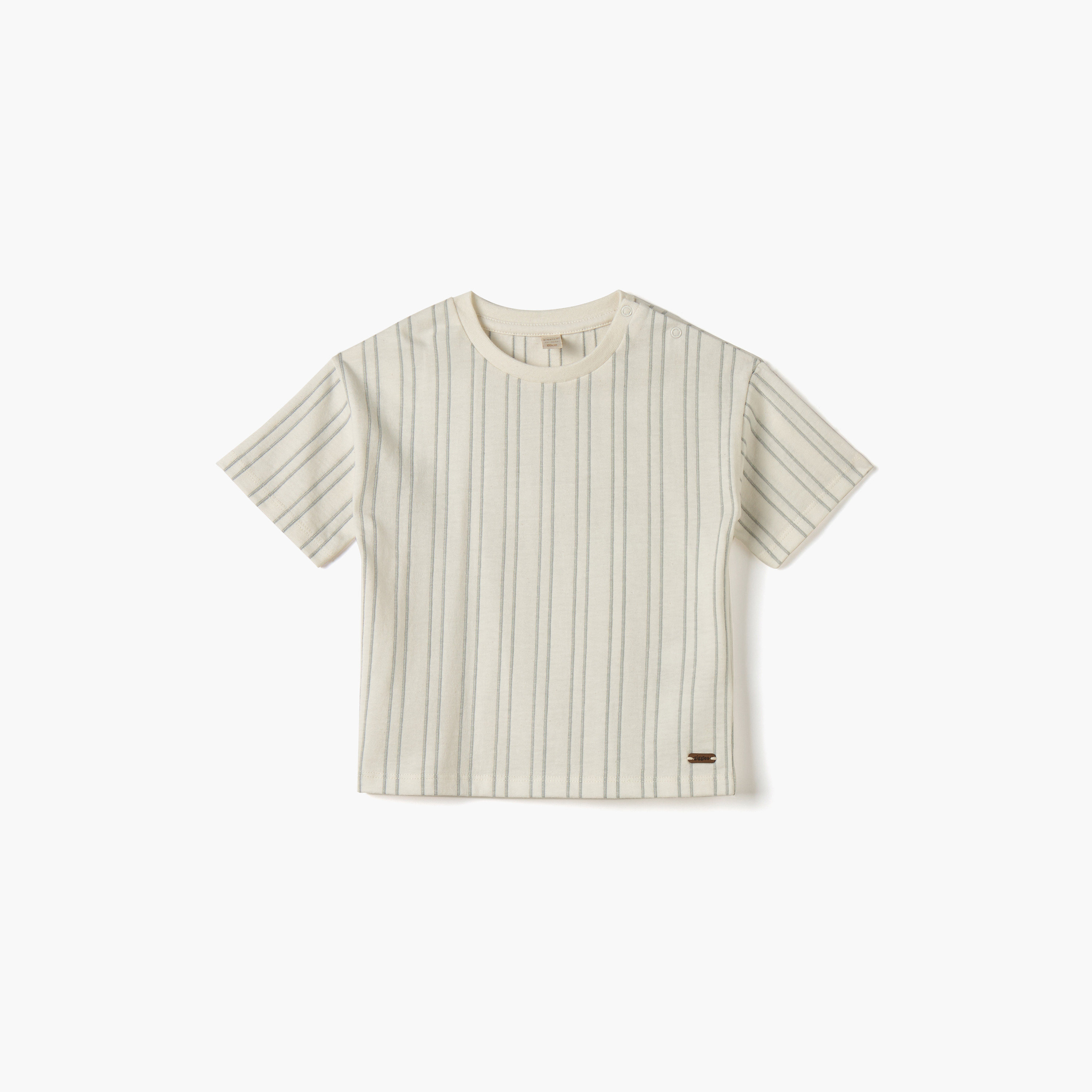 Giggles Striped T-shirt with Short Sleeves-baby-boys-clothing-tshirtsandpolos-image-1
