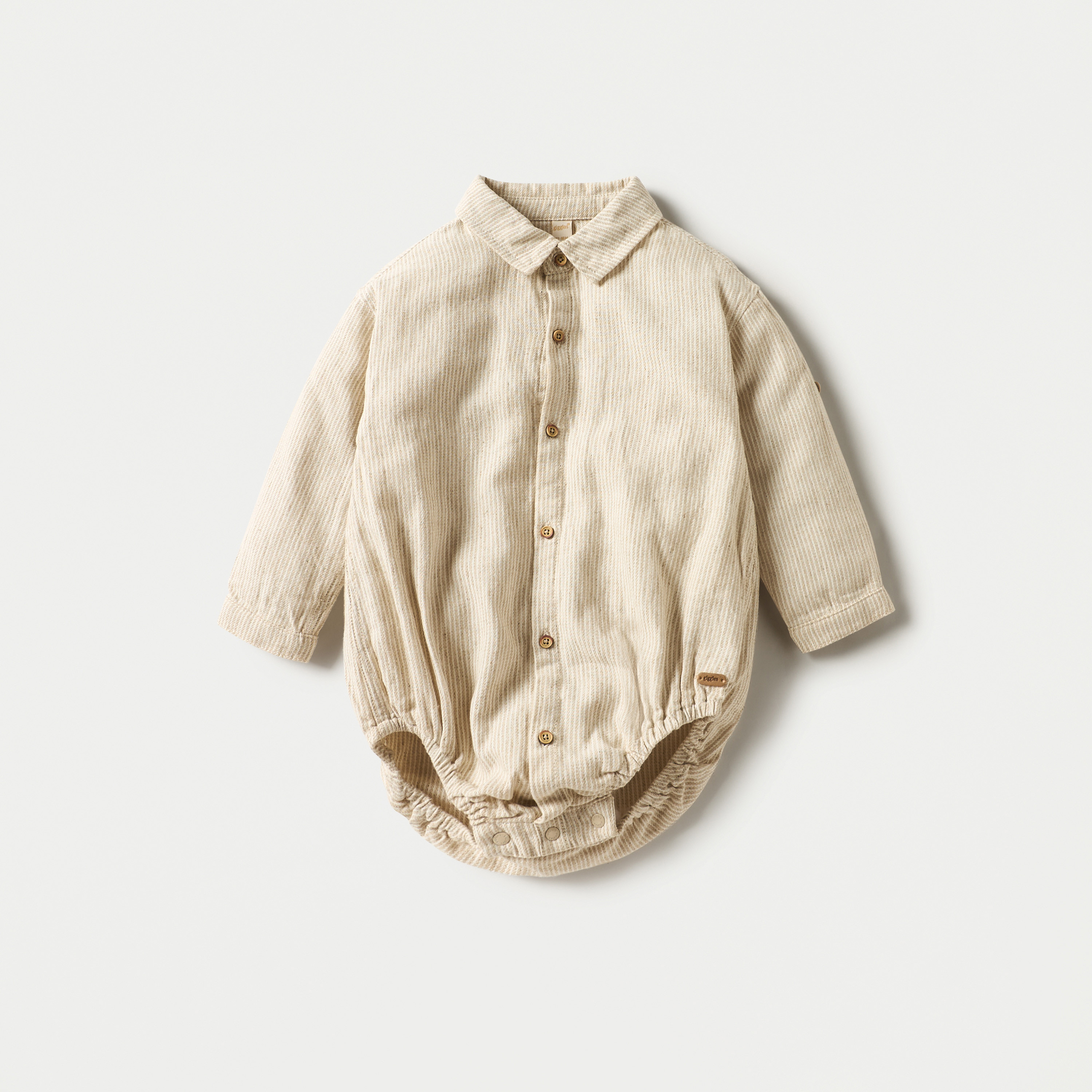 Giggles Striped Bodysuit with Collar and Long Sleeves-baby-boys-clothing-shirts-image-1