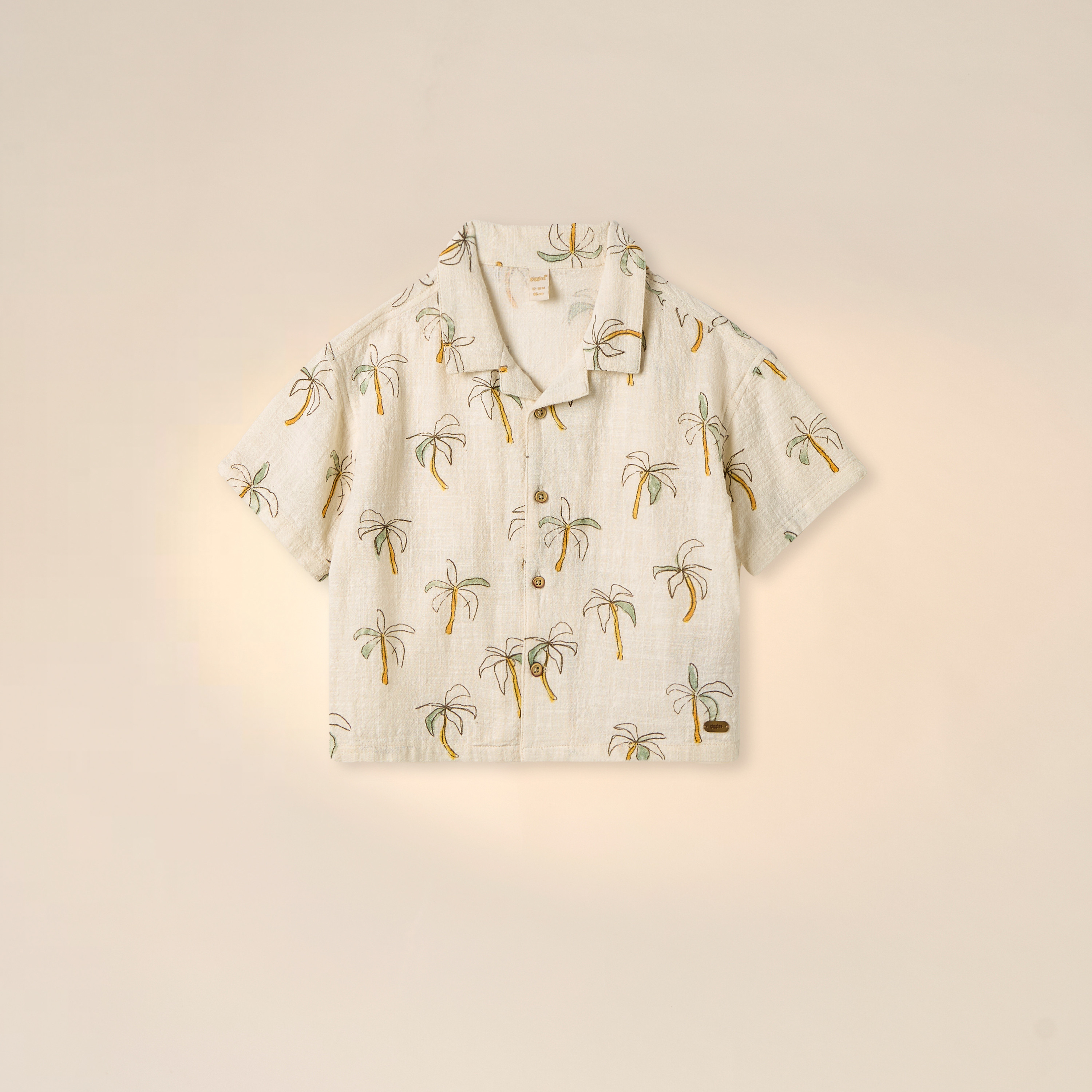 Giggles All-Over Tree Print Shirt with Camp Collar and Short Sleeves-baby-boys-clothing-shirts-image-1