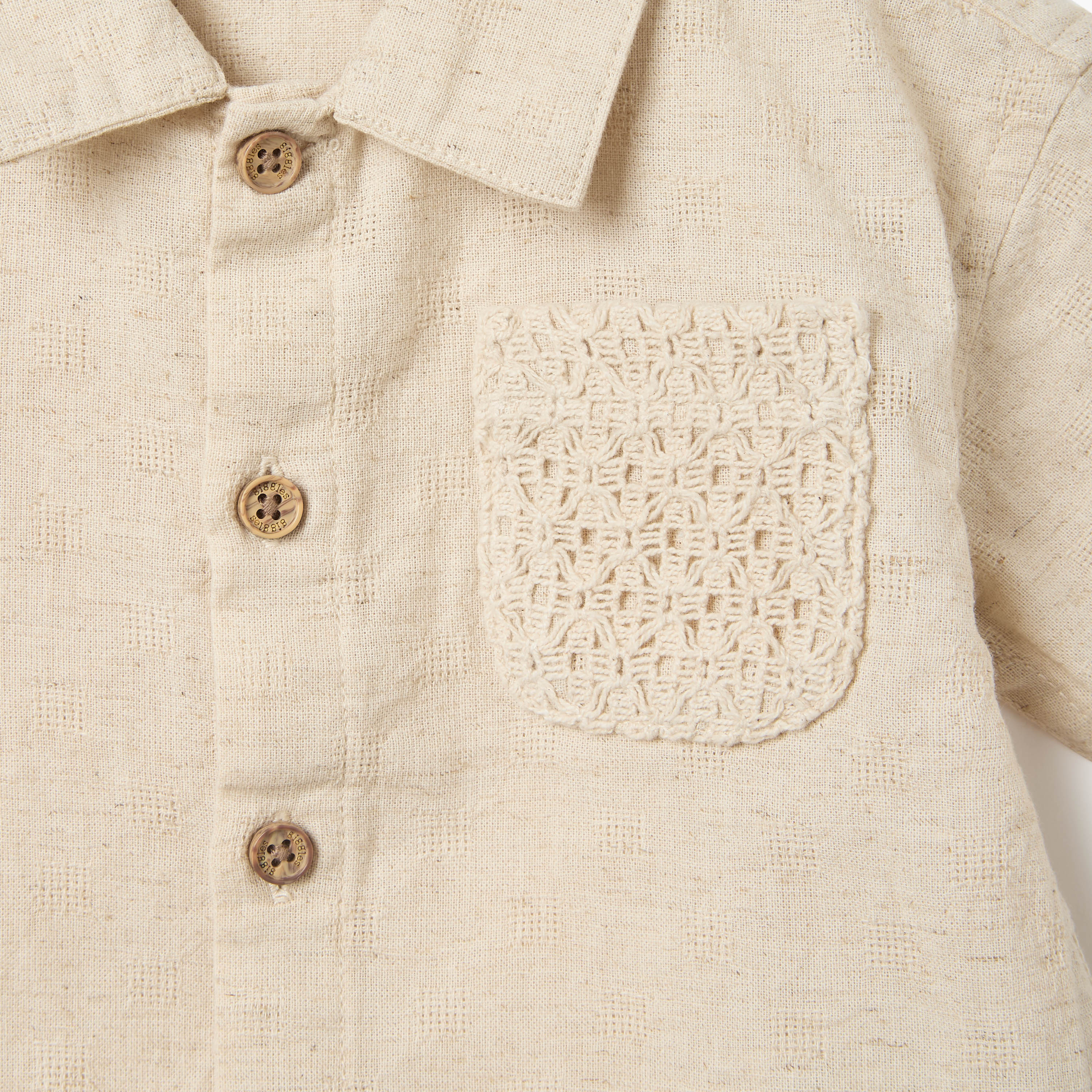 Giggles Textured Shirt with Crochet Pocket-baby-boys-clothing-shirts-image-3