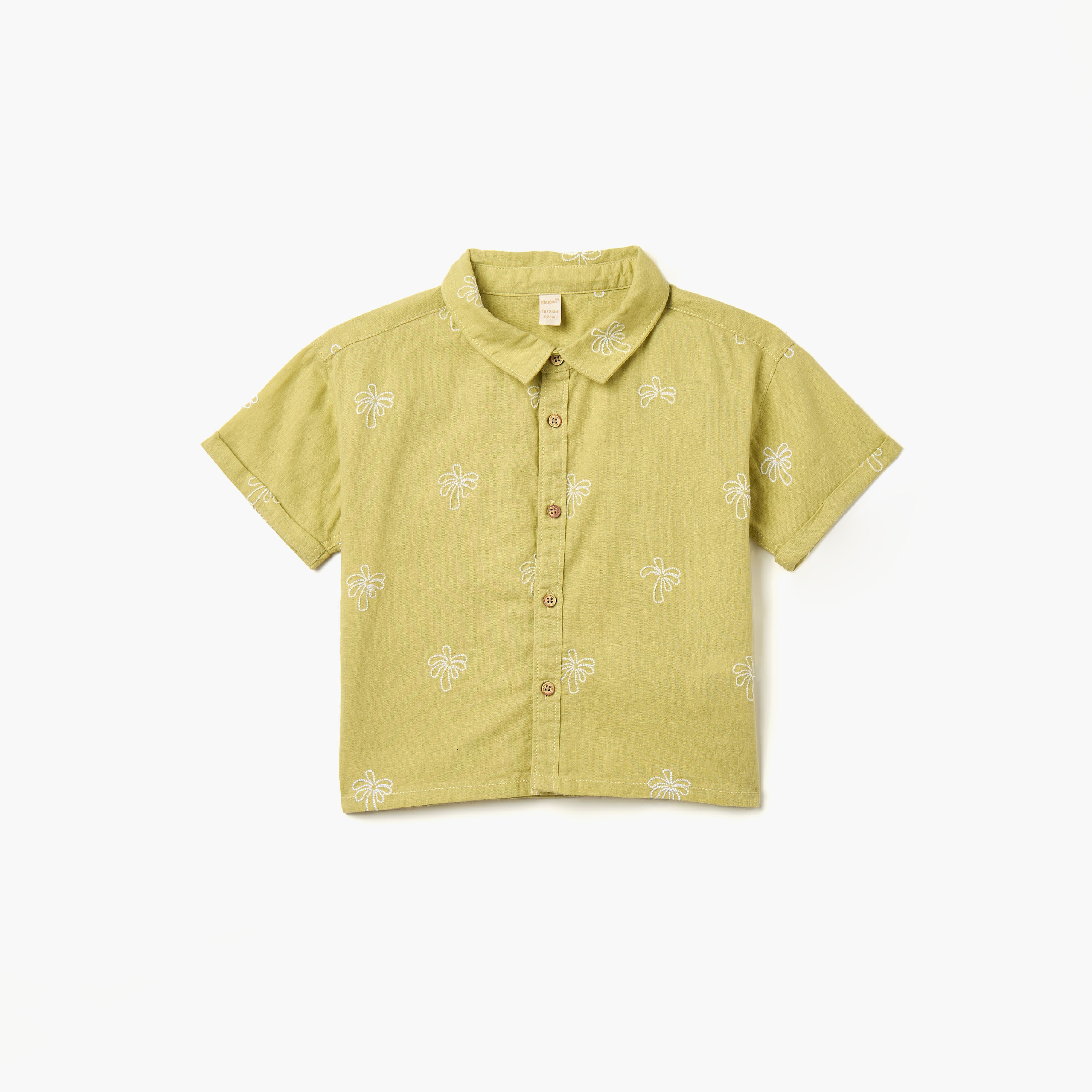 Juniors Embroidered Shirt with Short Sleeves-baby-boys-clothing-shirts-image-1