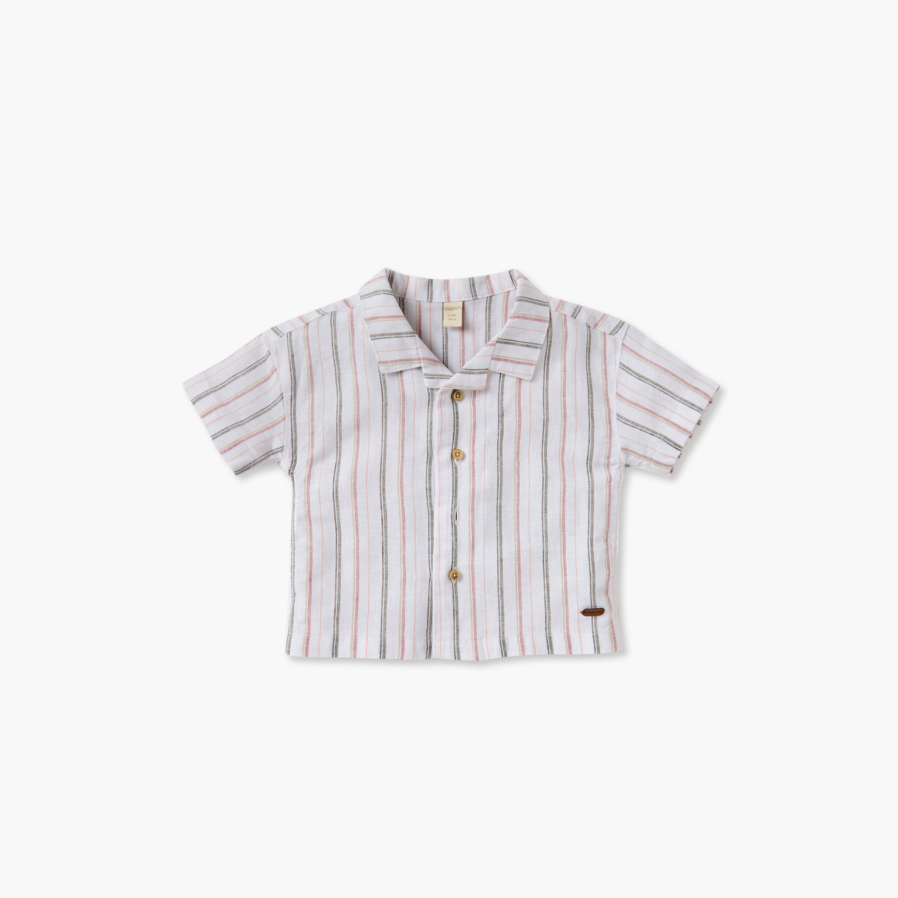 Giggles Striped Shirt with Camp Collar and Short Sleeves-baby-boys-clothing-shirts-image-1