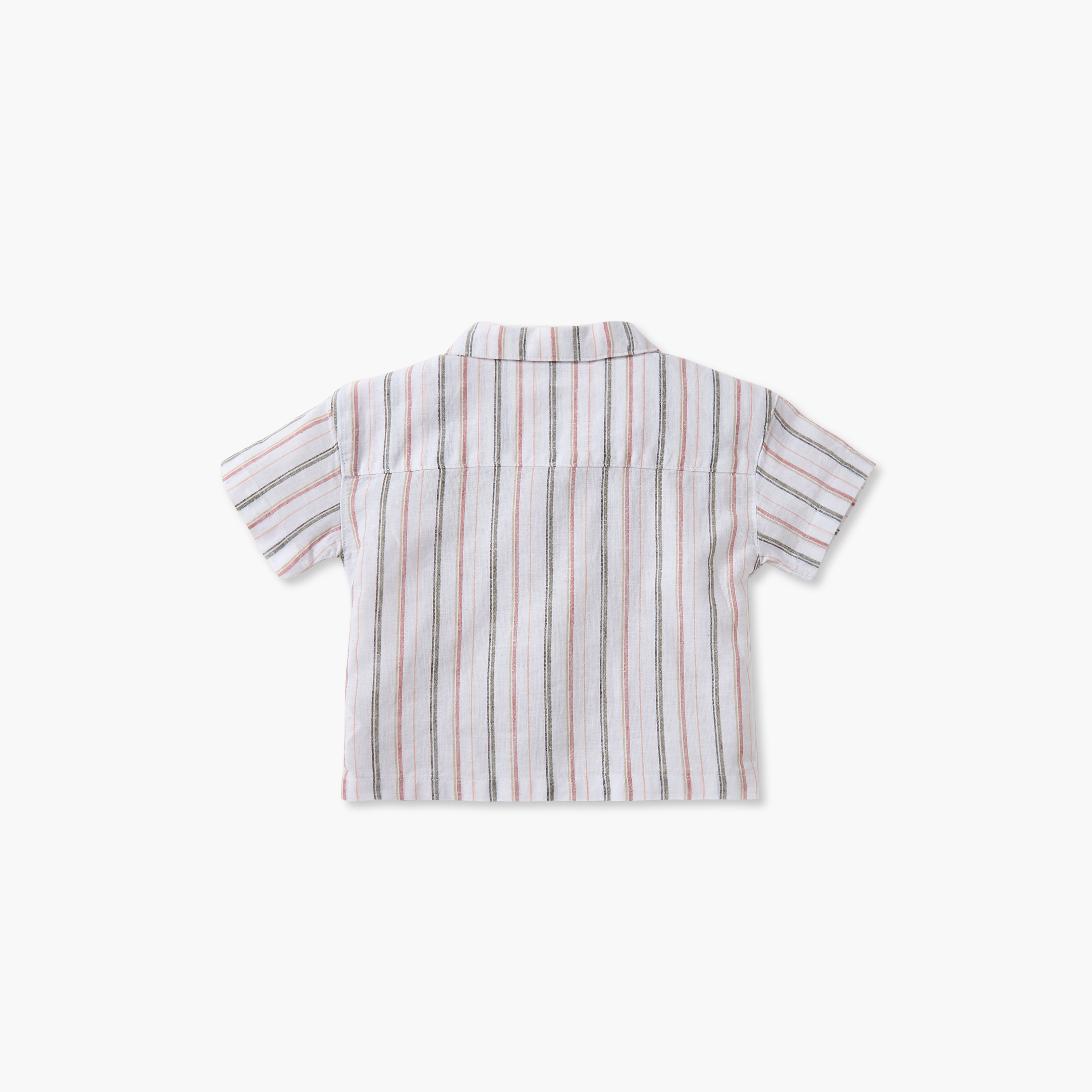 Giggles Striped Shirt with Camp Collar and Short Sleeves-baby-boys-clothing-shirts-image-2