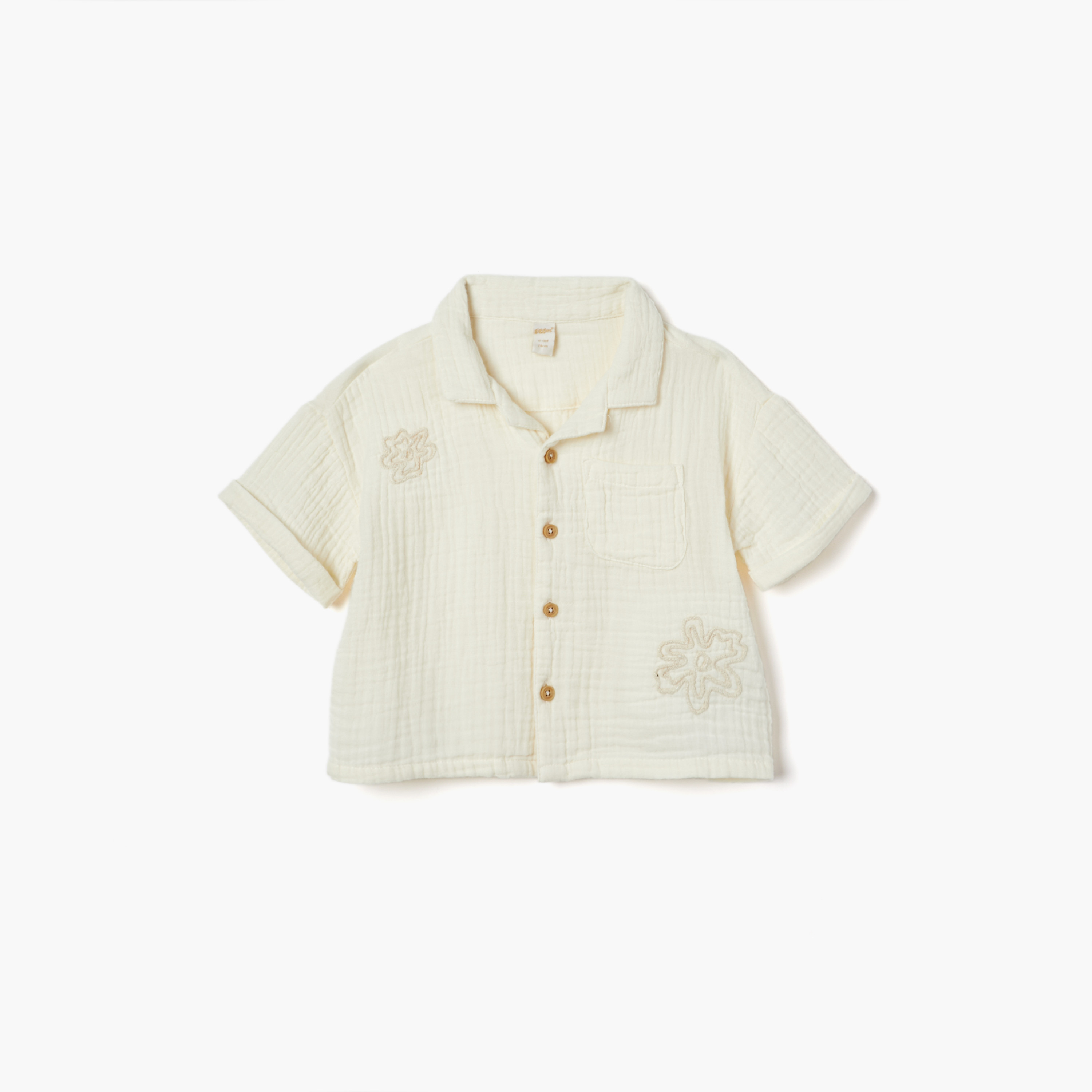 Giggles Embroidered Shirt with Chest Pocket-baby-boys-clothing-shirts-image-1