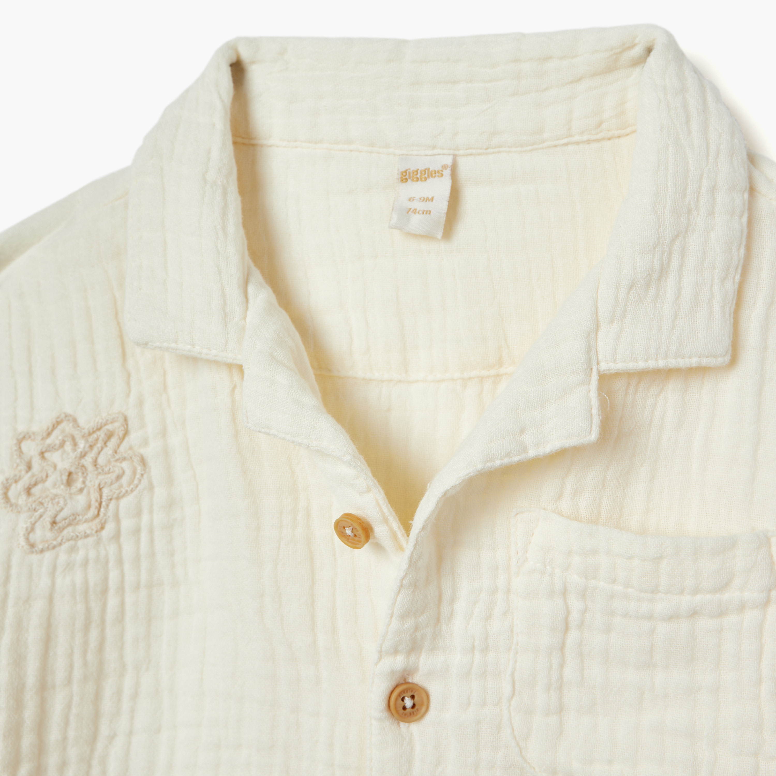 Giggles Embroidered Shirt with Chest Pocket-baby-boys-clothing-shirts-image-3