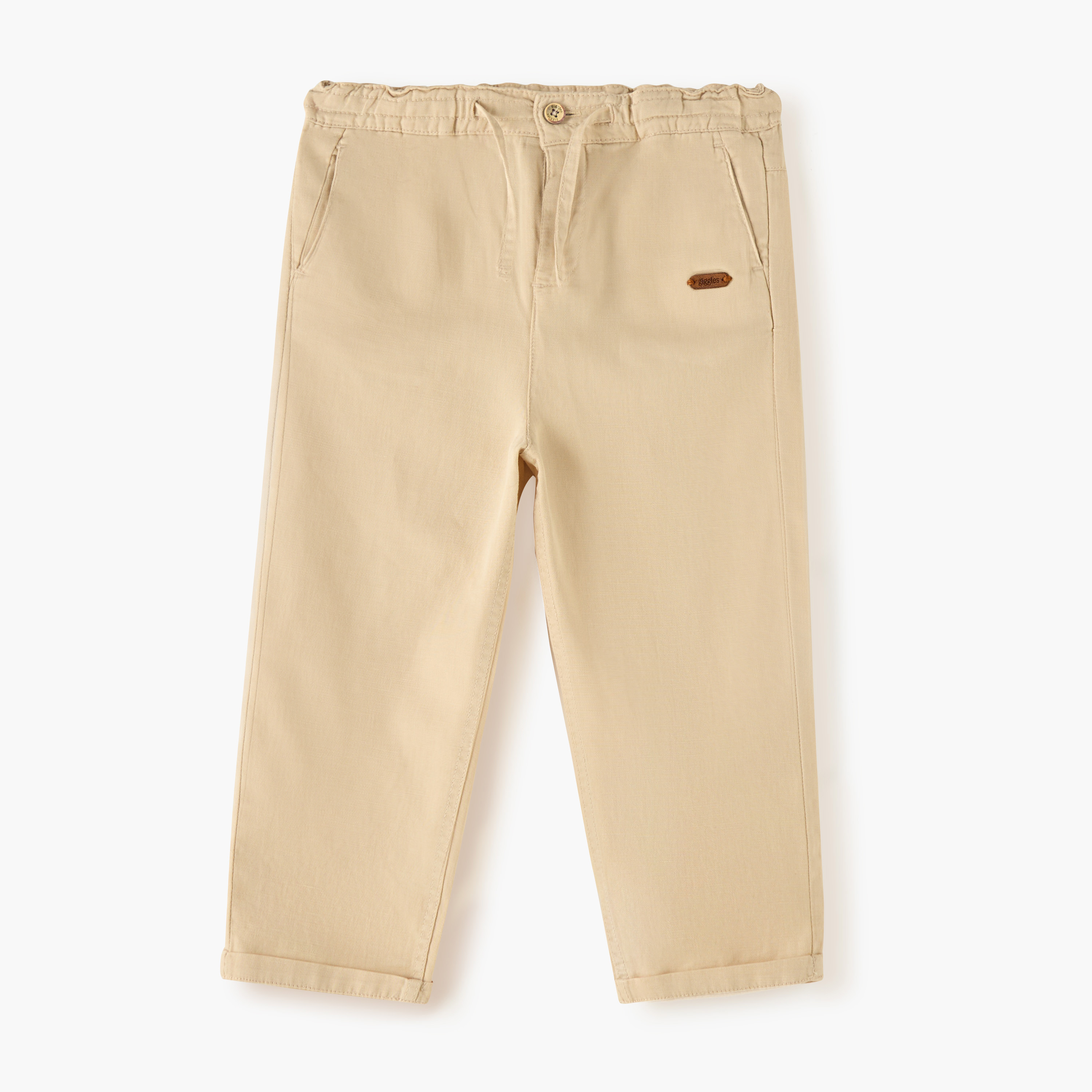 Juniors Solid Pants with Drawstring Closure and Pockets-baby-boys-clothing-bottoms-trousers-image-1