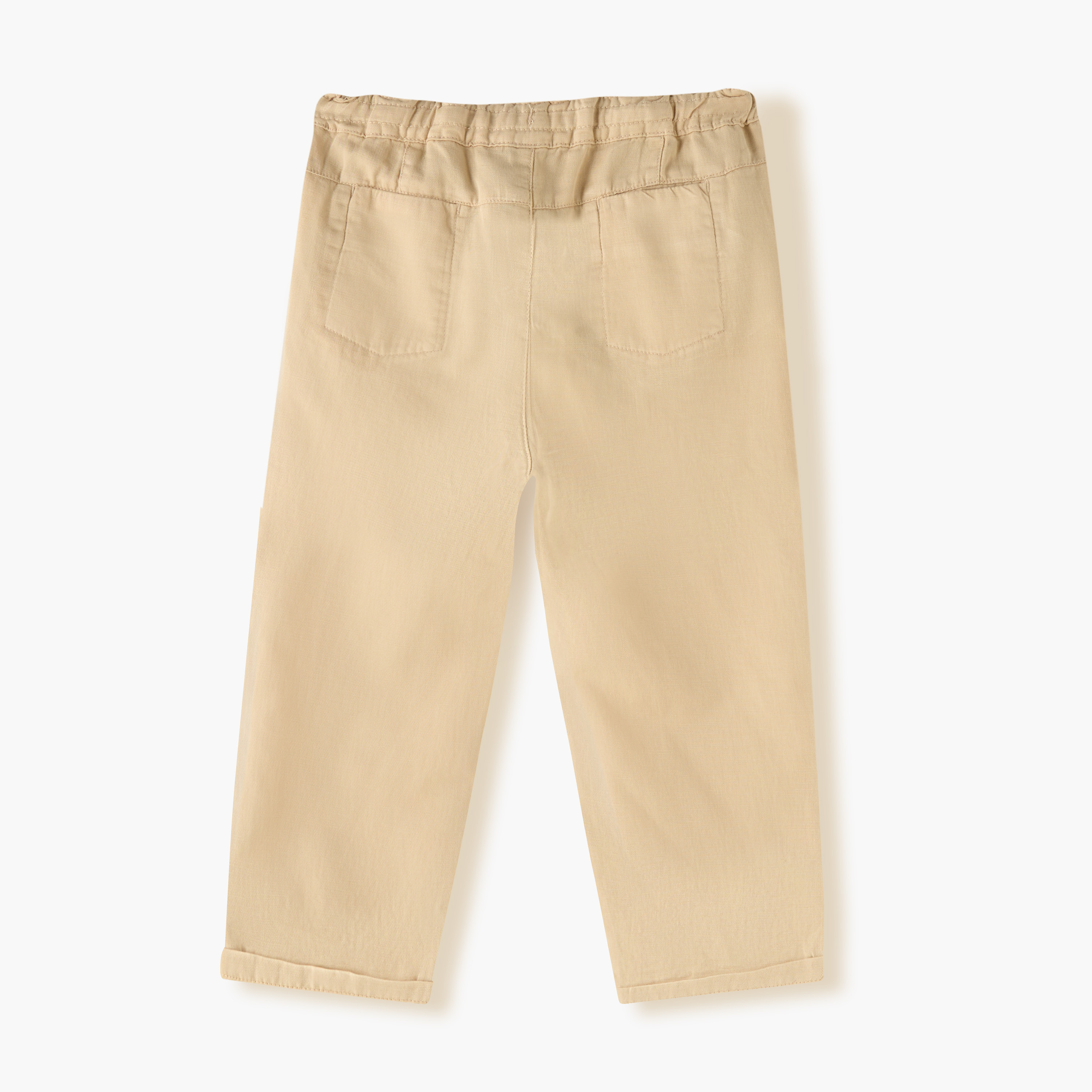 Juniors Solid Pants with Drawstring Closure and Pockets-baby-boys-clothing-bottoms-trousers-image-2