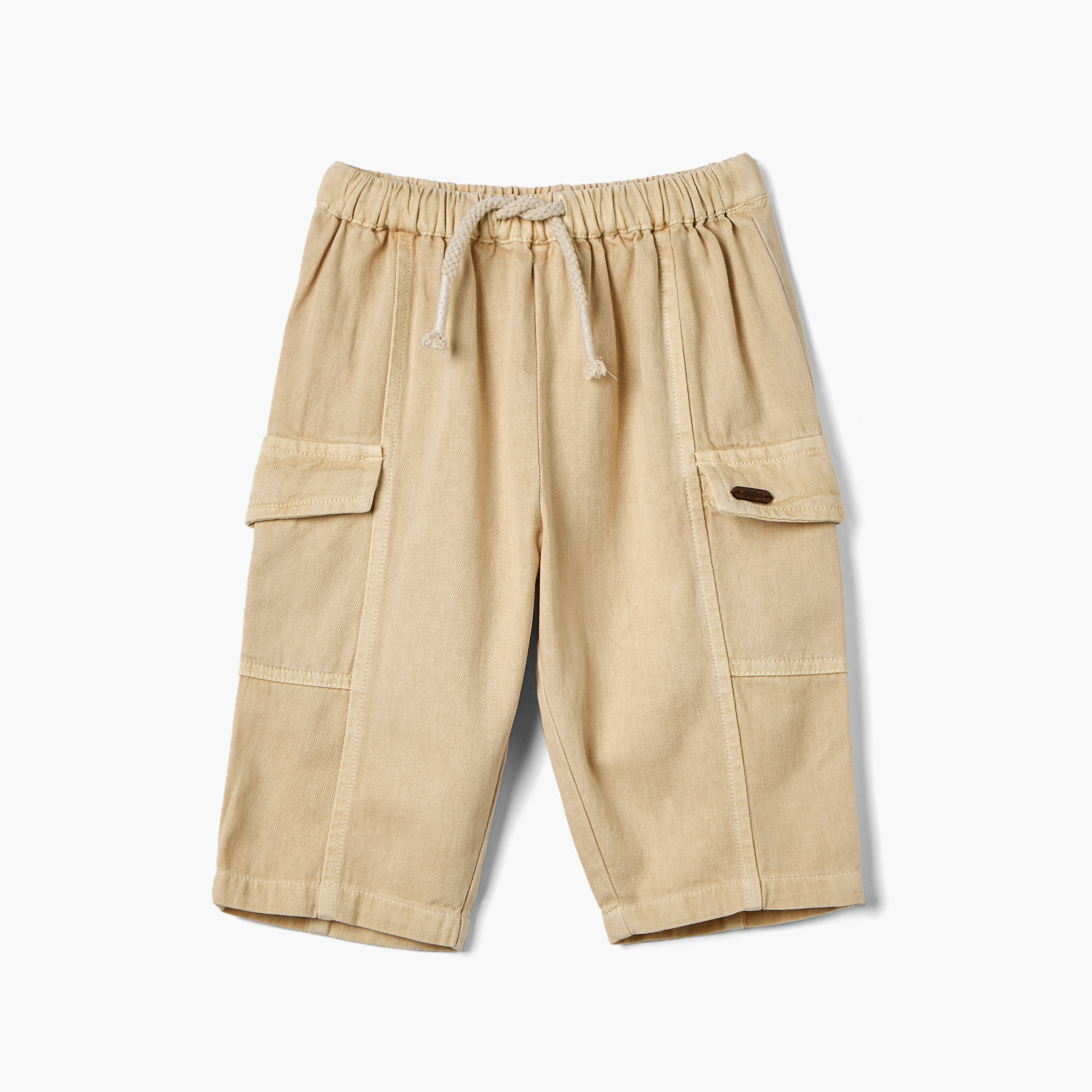 Giggles Solid Cargo Pants with Drawstring Closure-baby-boys-clothing-bottoms-trousers-image-1
